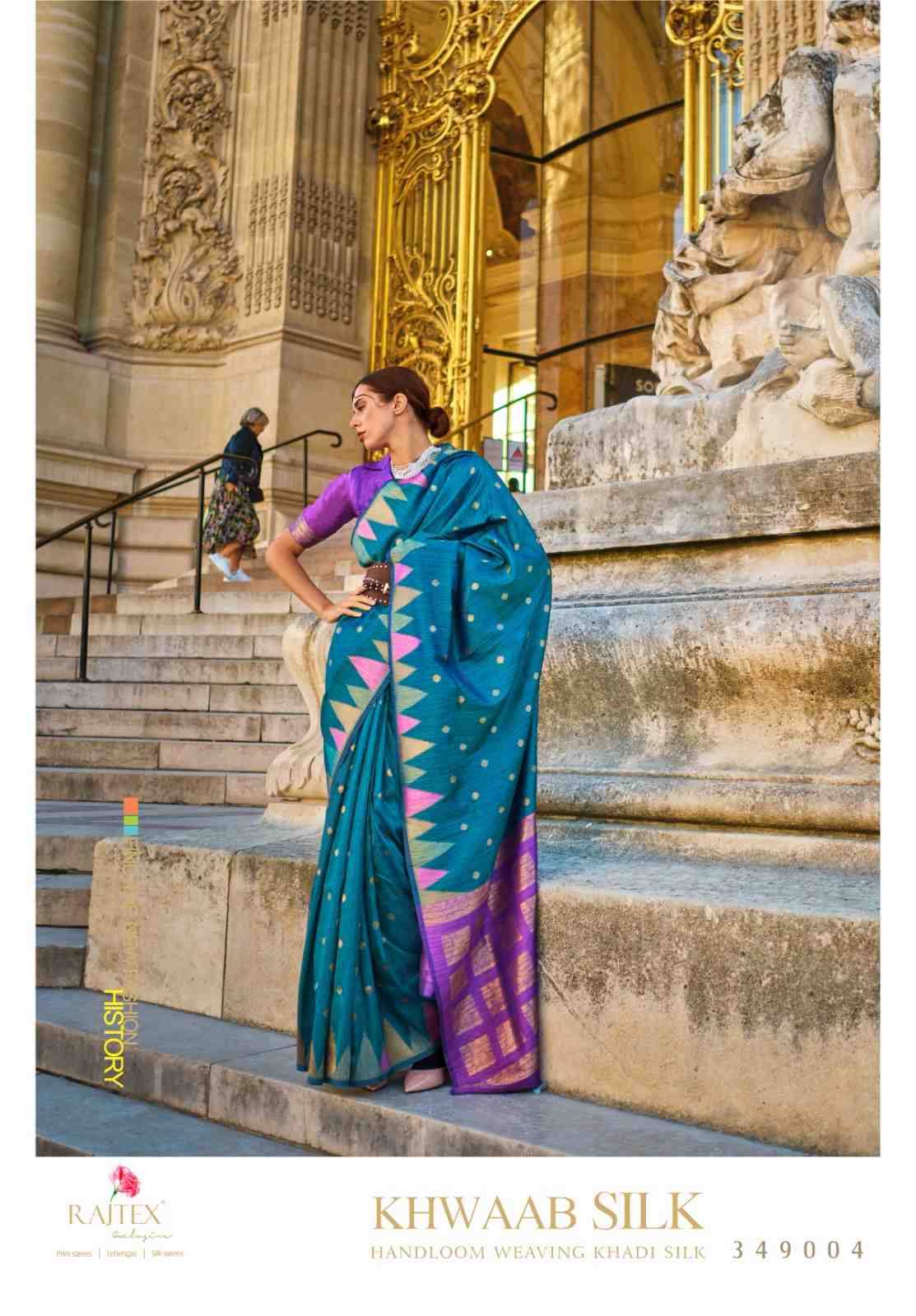 Khwaab Silk By Raj Tex 349001 To 349008 Series Indian Traditional Wear Collection Beautiful Stylish Fancy Colorful Party Wear & Occasional Wear Silk Sarees At Wholesale Price