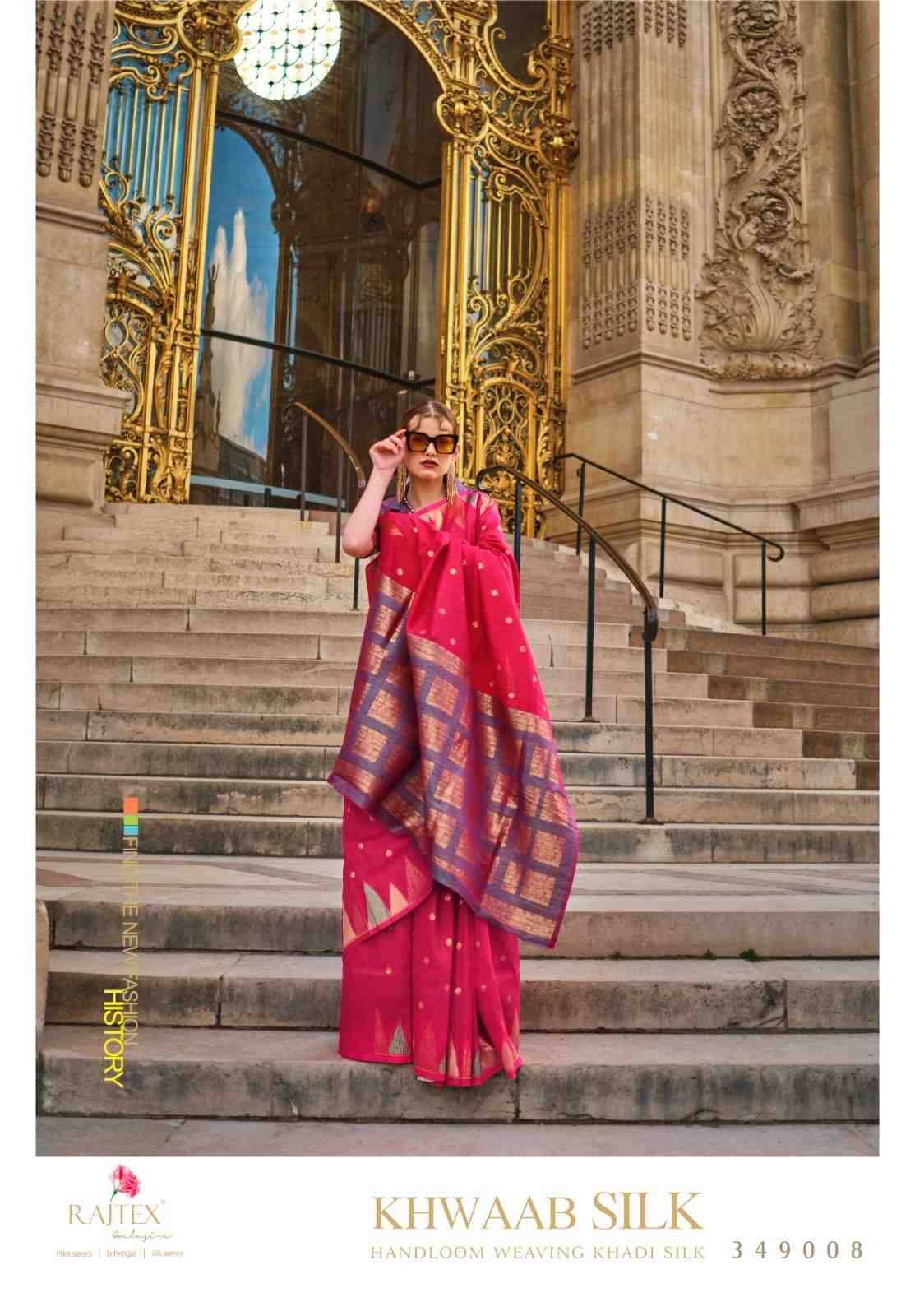 Khwaab Silk By Raj Tex 349001 To 349008 Series Indian Traditional Wear Collection Beautiful Stylish Fancy Colorful Party Wear & Occasional Wear Silk Sarees At Wholesale Price