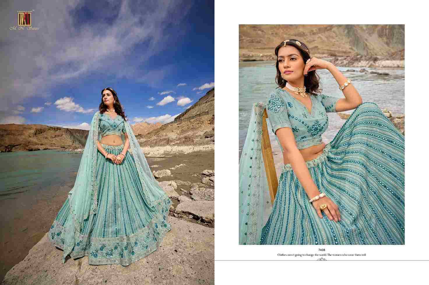Girlish By M.N. Sarees 7401 To 7412 Series Bridal Wear Collection Beautiful Stylish Colorful Fancy Party Wear & Occasional Wear Net/Organza/Georgette Lehengas At Wholesale Price