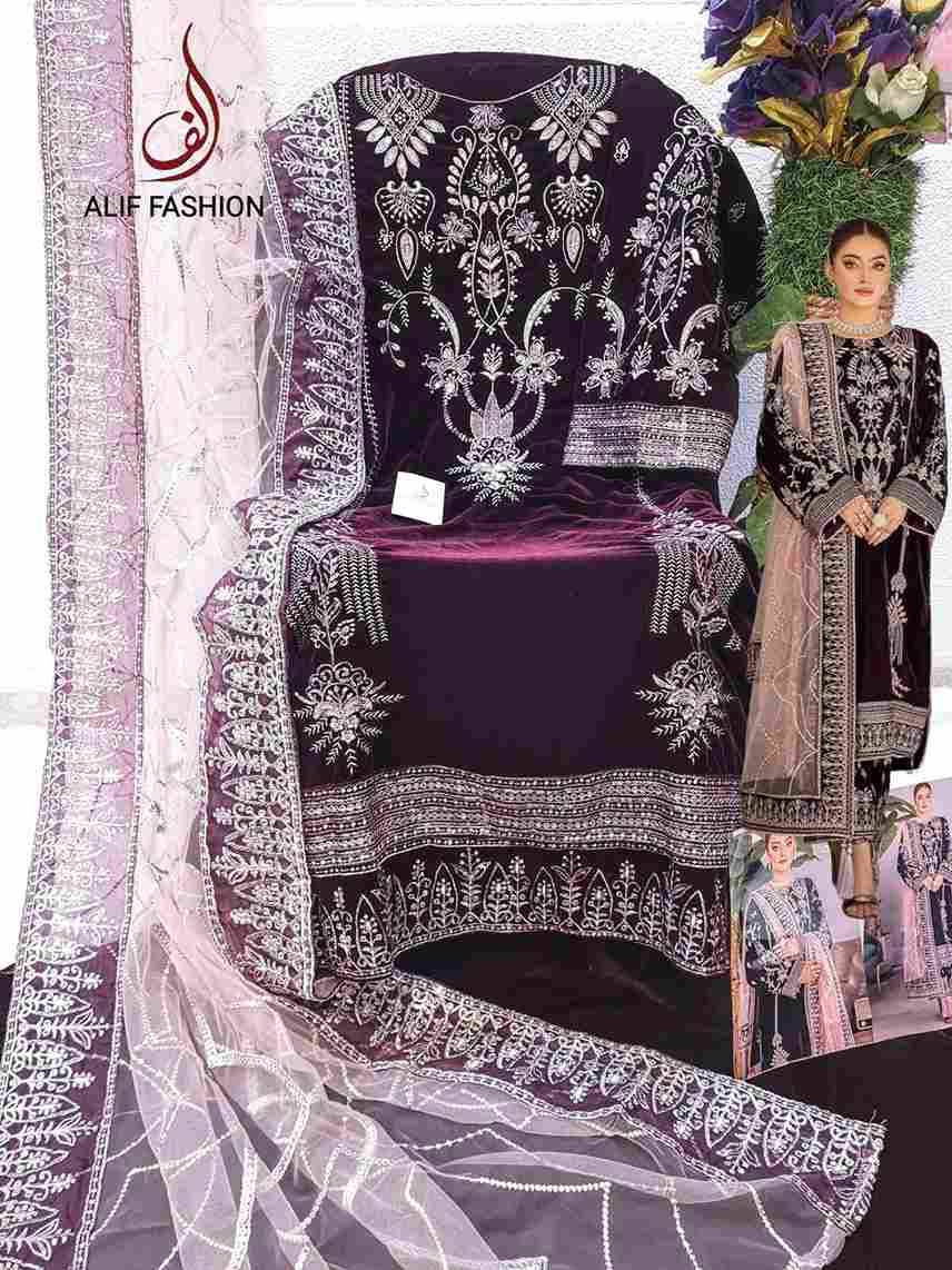 Alif Hit Design A-103 By Alif Fashion Pakistani Suits Collection Beautiful Stylish Fancy Colorful Party Wear & Occasional Wear Pure Velvet Embroidered Dresses At Wholesale Price