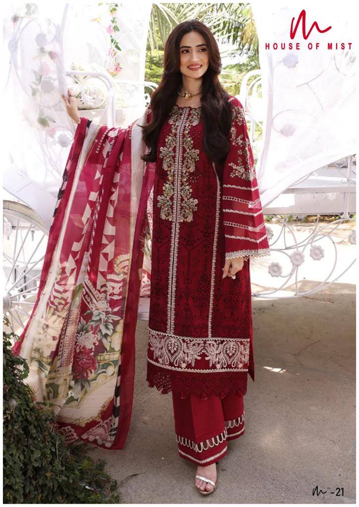 Ghazal Vol-3 By House Of Mist 21 To 26 Series Beautiful Pakistani Suits Colorful Stylish Fancy Casual Wear & Ethnic Wear Pure Cotton Print Dresses At Wholesale Price