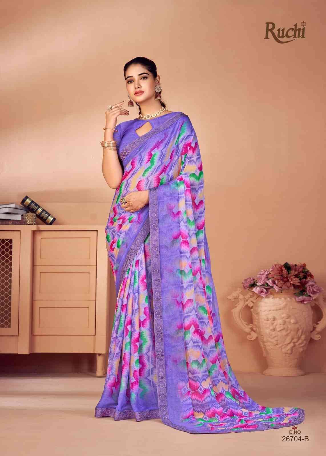 Simayaa By Ruchi Sarees 26701-A To 26706-B Series Indian Traditional Wear Collection Beautiful Stylish Fancy Colorful Party Wear & Occasional Wear Chiffon Sarees At Wholesale Price