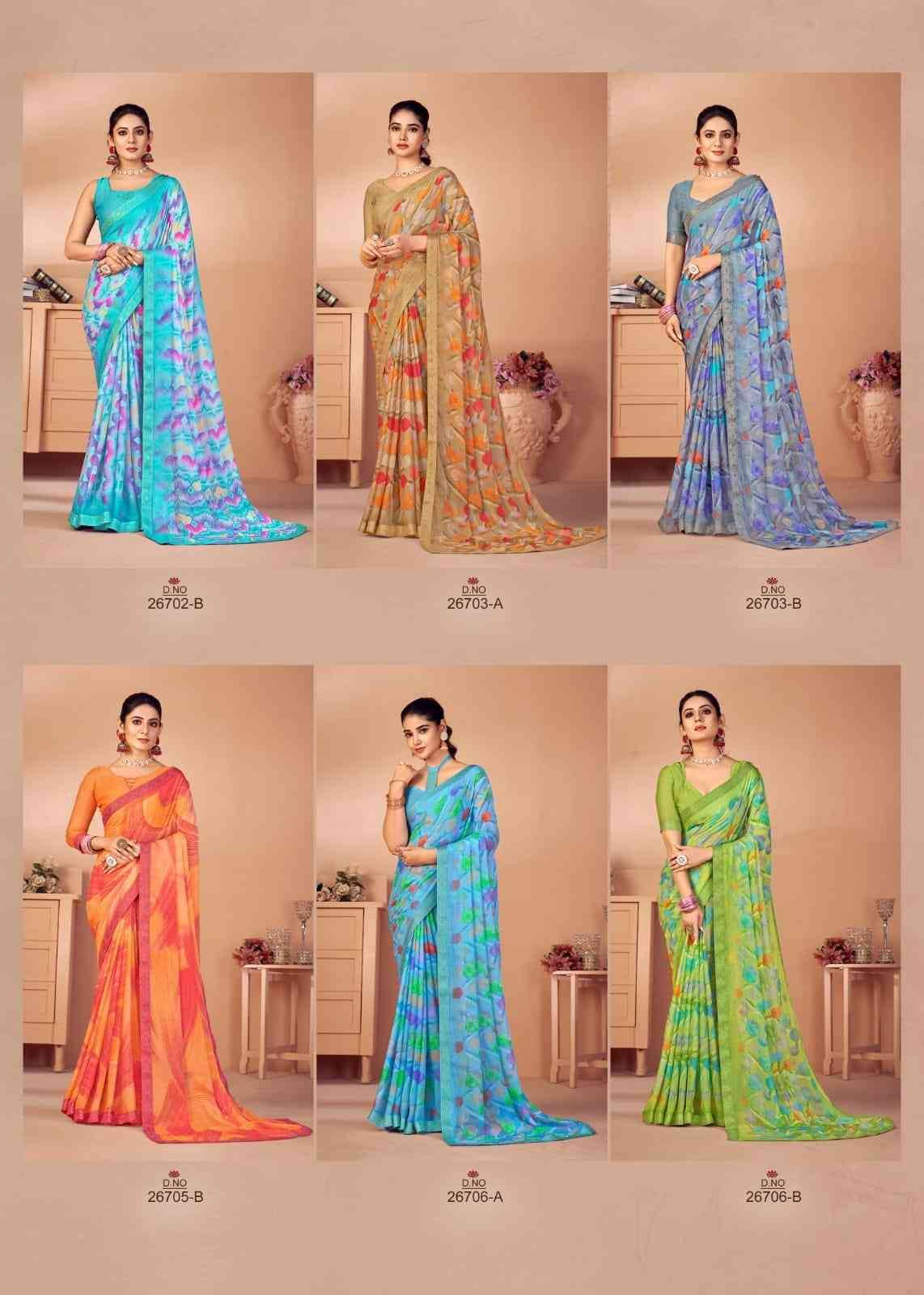 Simayaa By Ruchi Sarees 26701-A To 26706-B Series Indian Traditional Wear Collection Beautiful Stylish Fancy Colorful Party Wear & Occasional Wear Chiffon Sarees At Wholesale Price