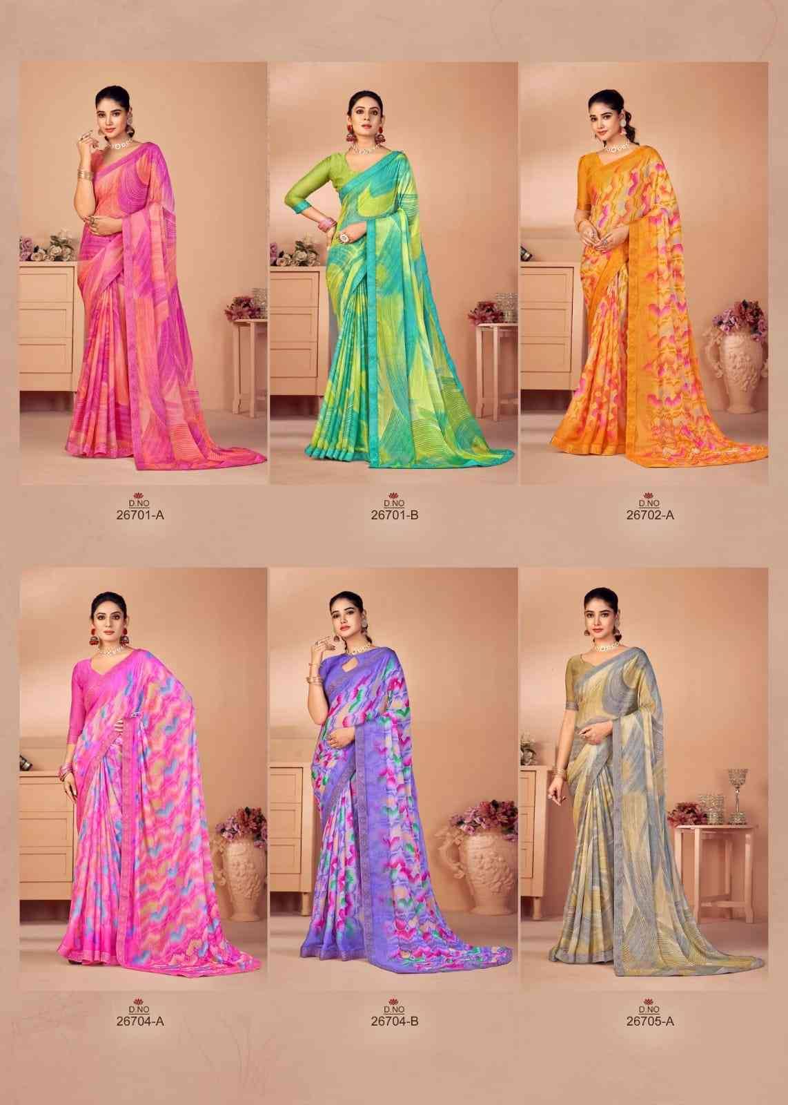 Simayaa By Ruchi Sarees 26701-A To 26706-B Series Indian Traditional Wear Collection Beautiful Stylish Fancy Colorful Party Wear & Occasional Wear Chiffon Sarees At Wholesale Price