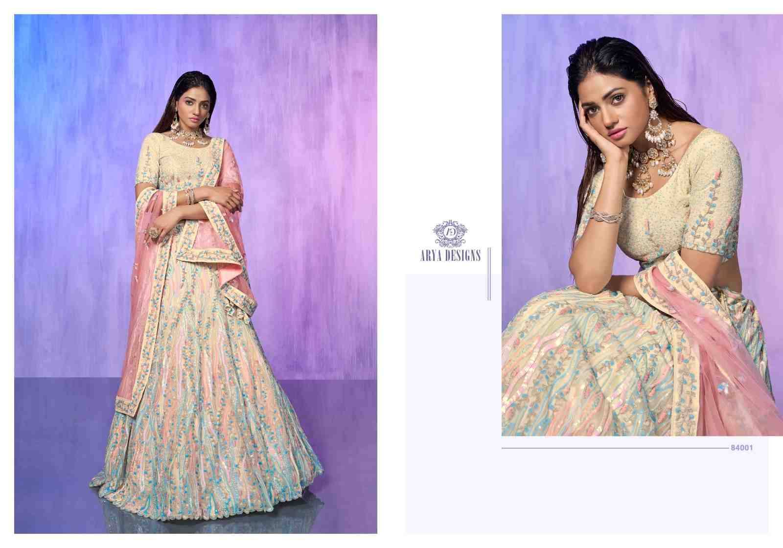 Look Book By Arya Designs 84001 To 84019 Series Bridal Wear Collection Beautiful Stylish Colorful Fancy Party Wear & Occasional Wear Net/Organza/Georgette/Velvet Lehengas At Wholesale Price