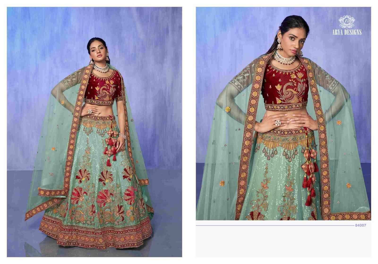 Look Book By Arya Designs 84001 To 84019 Series Bridal Wear Collection Beautiful Stylish Colorful Fancy Party Wear & Occasional Wear Net/Organza/Georgette/Velvet Lehengas At Wholesale Price