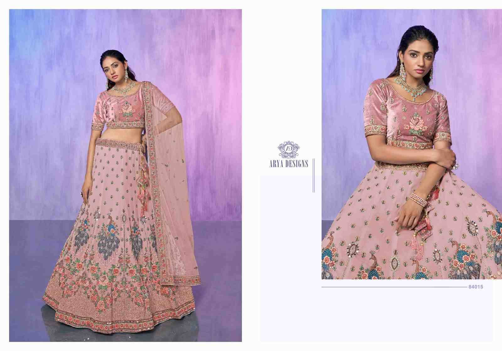 Look Book By Arya Designs 84001 To 84019 Series Bridal Wear Collection Beautiful Stylish Colorful Fancy Party Wear & Occasional Wear Net/Organza/Georgette/Velvet Lehengas At Wholesale Price