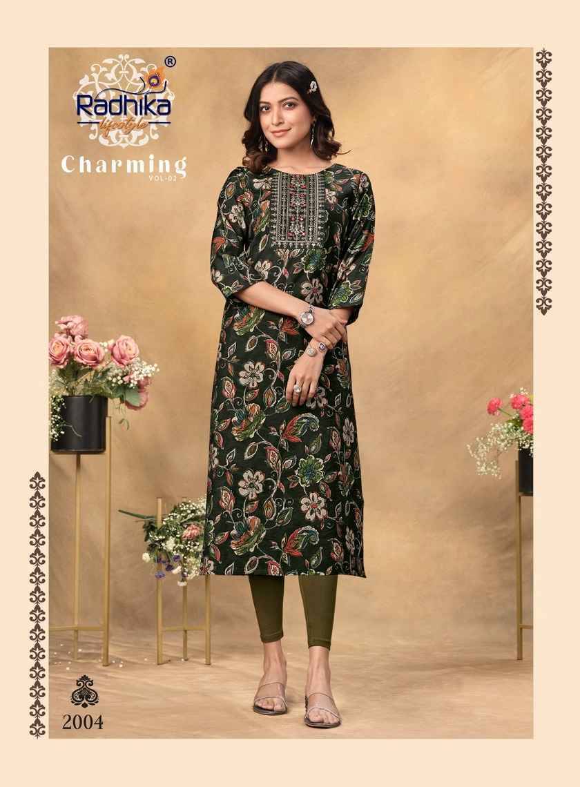 Charming Vol-2 By Radhika Lifestyle 2001 To 2008 Series Designer Festive Suits Collection Beautiful Stylish Fancy Colorful Party Wear & Occasional Wear Modal Chanderi Kurtis At Wholesale Price