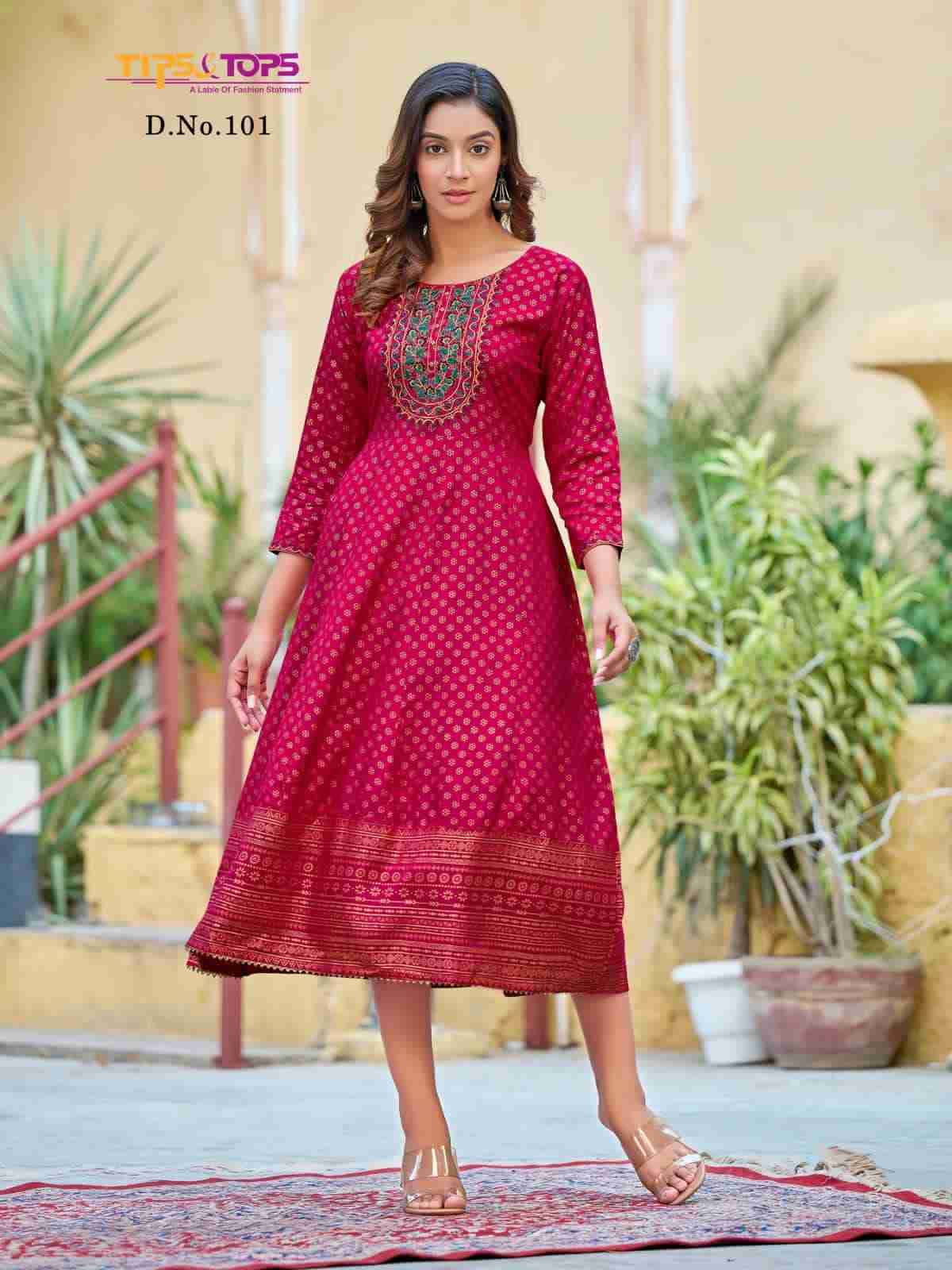 Charmie By Tips And Tops 101 To 106 Series Designer Festive Suits Collection Beautiful Stylish Fancy Colorful Party Wear & Occasional Wear Rayon Slub Kurtis At Wholesale Price