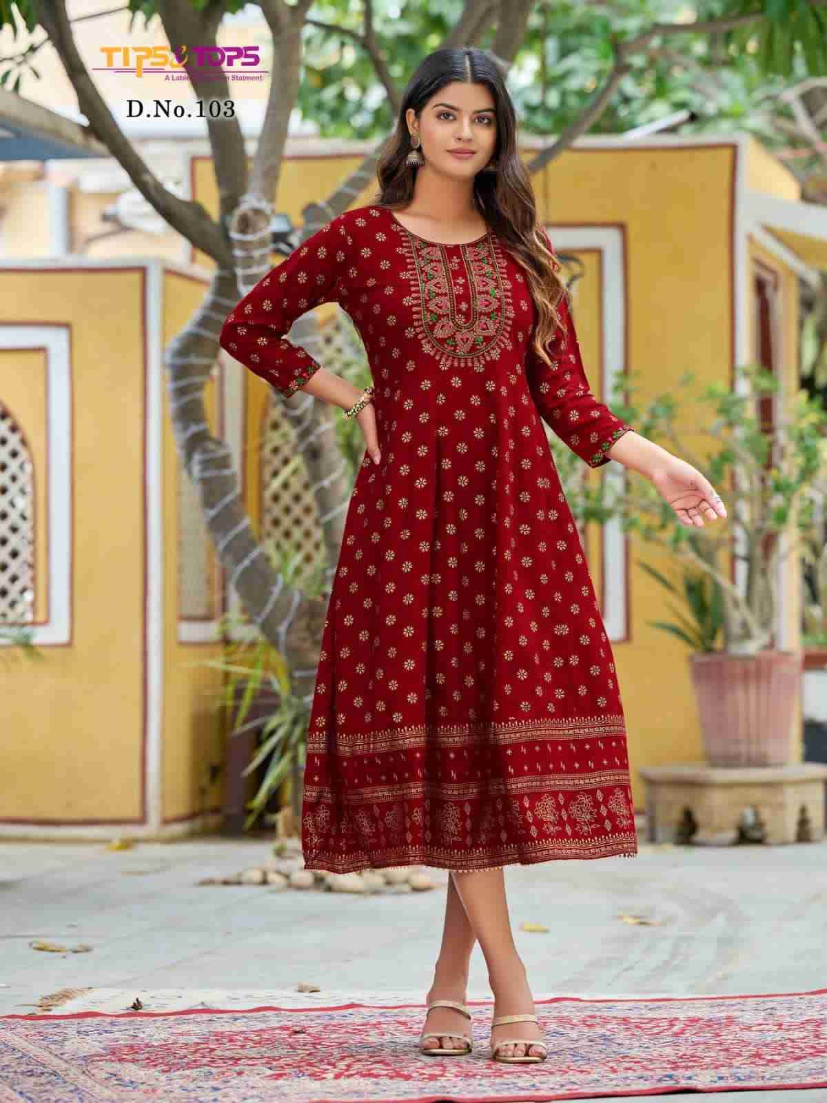 Charmie By Tips And Tops 101 To 106 Series Designer Festive Suits Collection Beautiful Stylish Fancy Colorful Party Wear & Occasional Wear Rayon Slub Kurtis At Wholesale Price