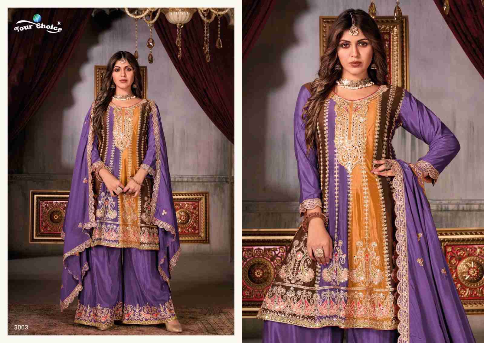 Raaga By Your Choice 3001 To 3003 Series Beautiful Sharara Suits Stylish Colorful Fancy Casual Wear & Ethnic Wear Chinnon Embroidered Dresses At Wholesale Price