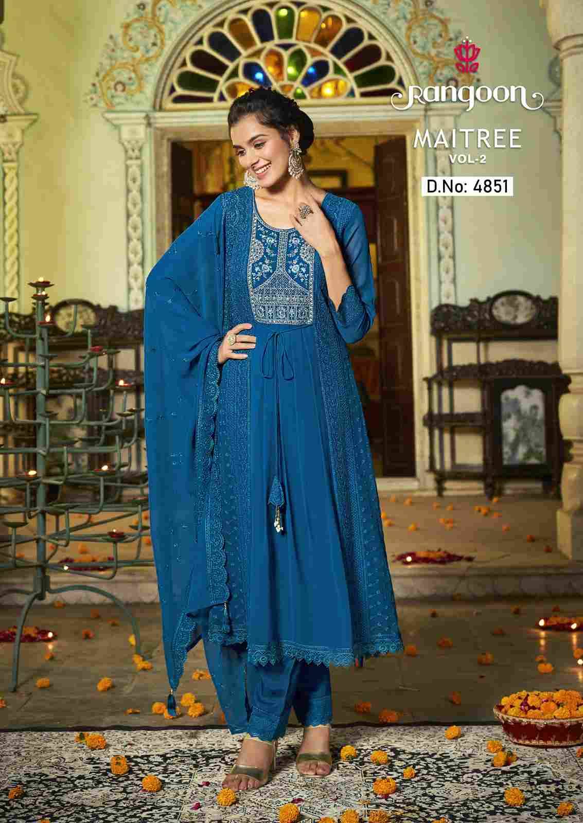 Maitree Vol-2 By Rangoon 4851 To 4856 Series Beautiful Festive Suits Stylish Colorful Fancy Casual Wear & Ethnic Wear Georgette Embroidered Dresses At Wholesale Price