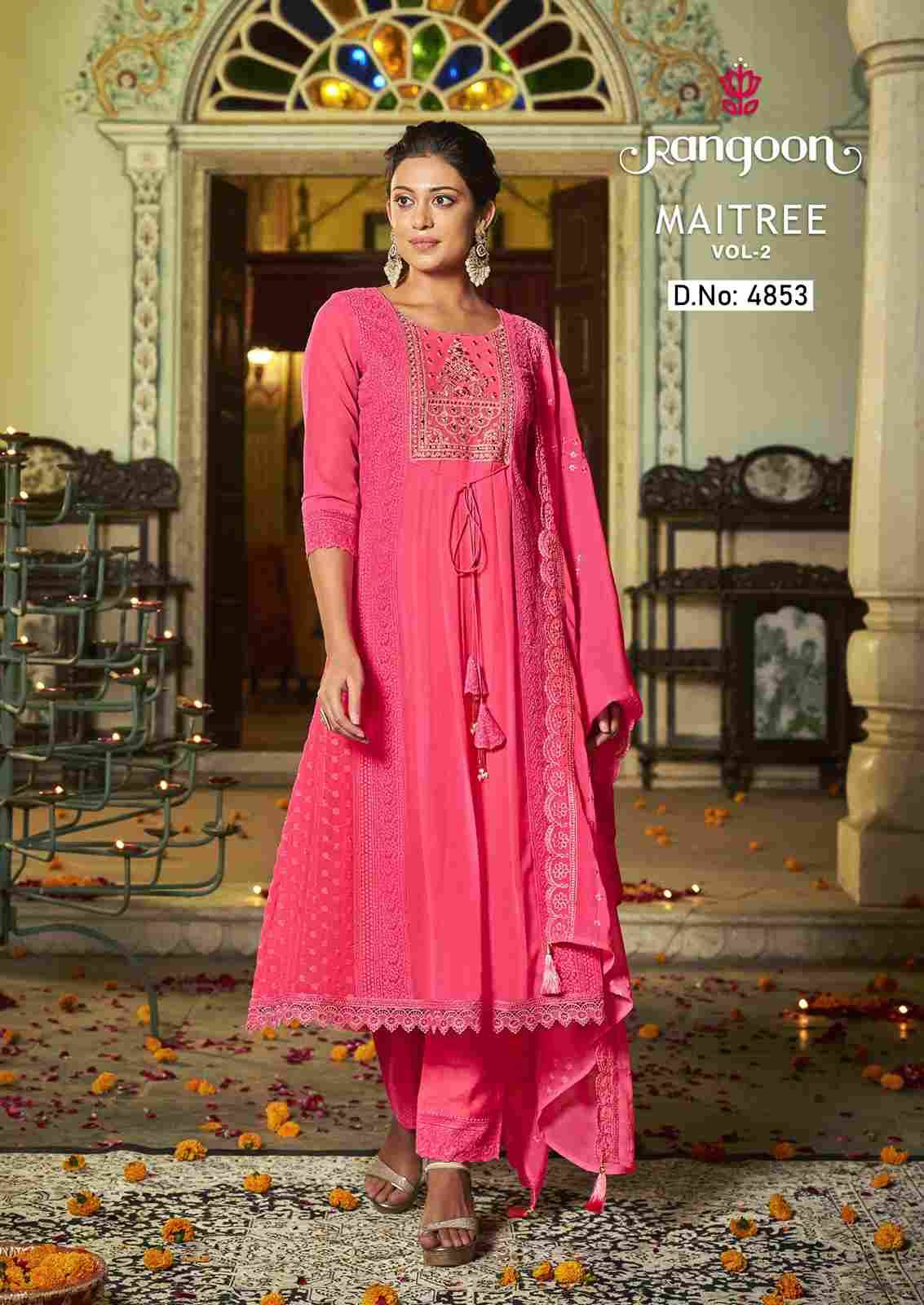 Maitree Vol-2 By Rangoon 4851 To 4856 Series Beautiful Festive Suits Stylish Colorful Fancy Casual Wear & Ethnic Wear Georgette Embroidered Dresses At Wholesale Price