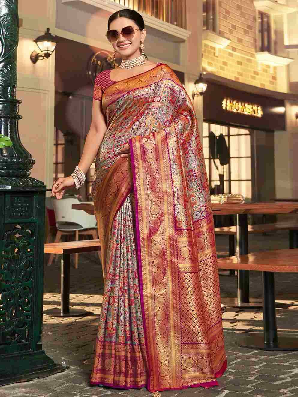 Vaibhavi Silk Vol-5 By Sangam Prints 1001 To 1004 Series Indian Traditional Wear Collection Beautiful Stylish Fancy Colorful Party Wear & Occasional Wear Kanjivaram Silk Sarees At Wholesale Price