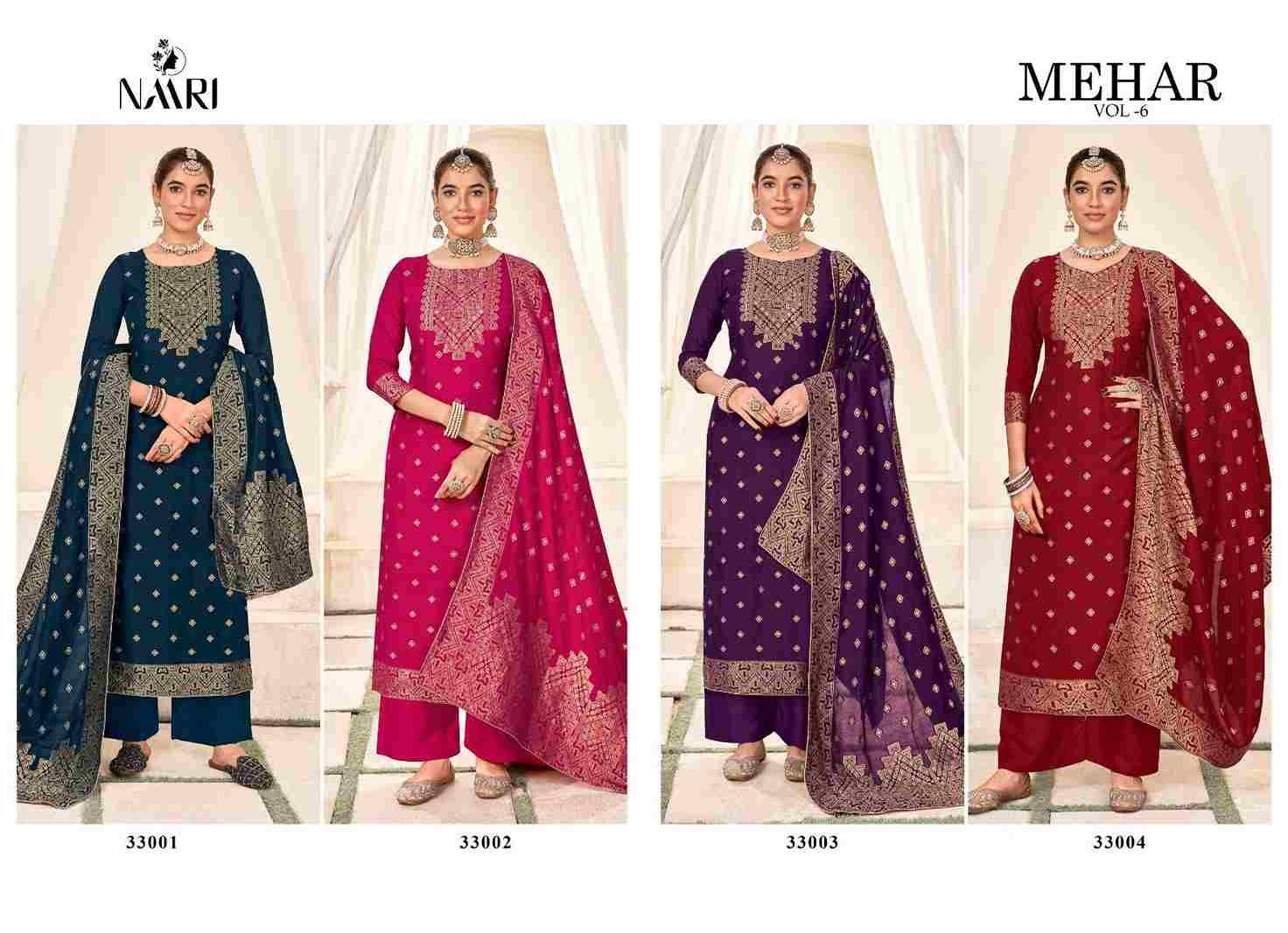 Mehar Vol-6 By Naari 33001 To 33004 Series Designer Stylish Fancy Colorful Beautiful Party Wear & Ethnic Wear Collection Pure Muslin Jacquard Dresses At Wholesale Price