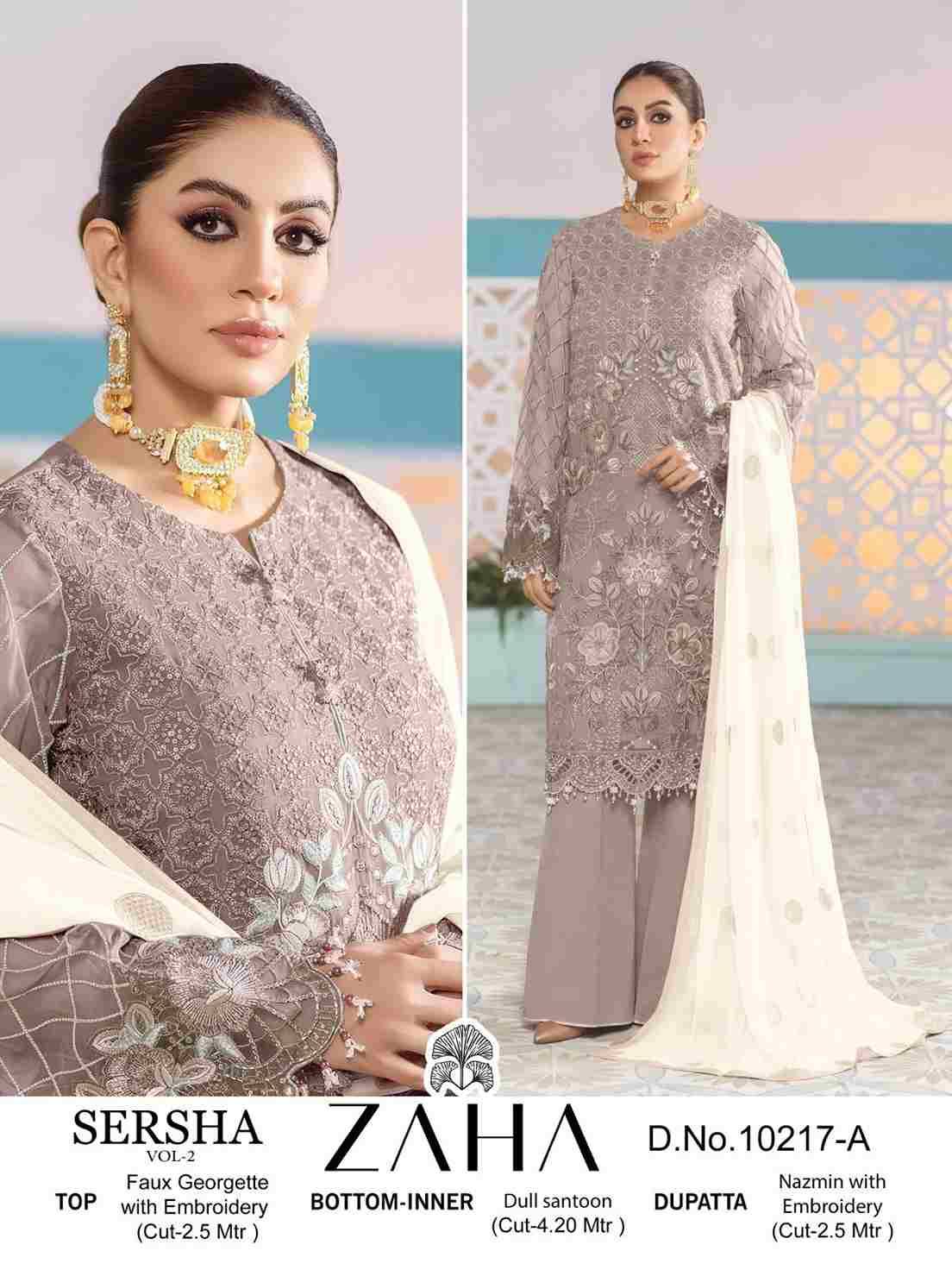 Sersha Vol-2 By Zaha 10217-A To 10217-D Series Beautiful Pakistani Suits Stylish Fancy Colorful Party Wear & Occasional Wear Faux Georgette Embroidered Dresses At Wholesale Price