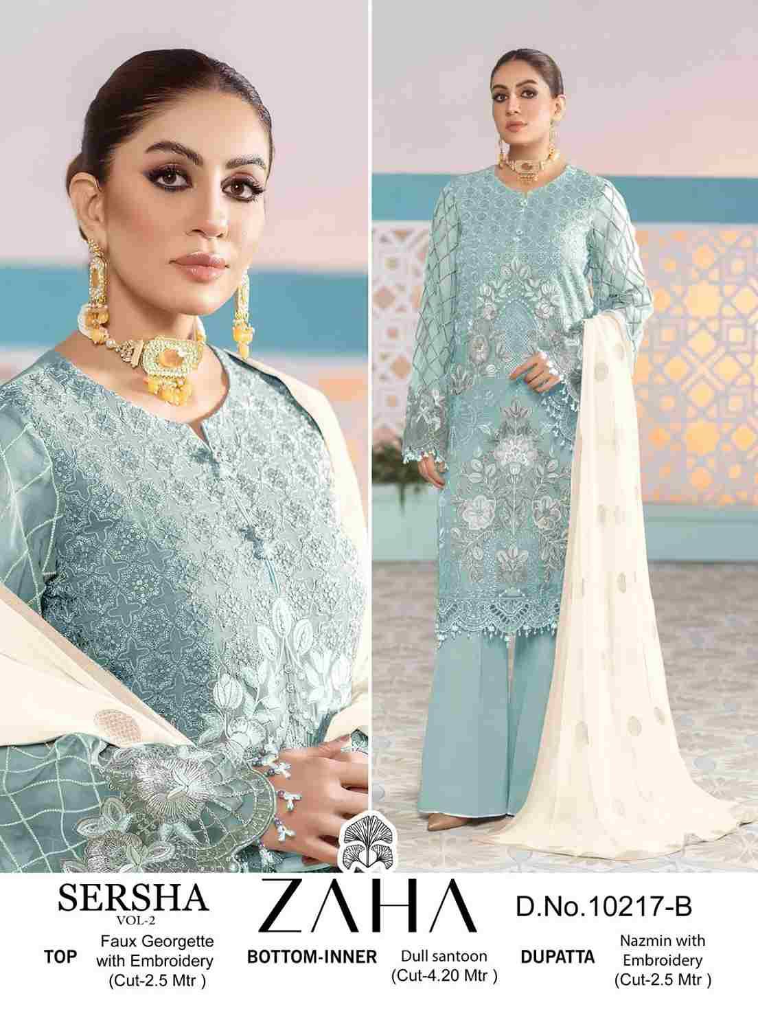 Sersha Vol-2 By Zaha 10217-A To 10217-D Series Beautiful Pakistani Suits Stylish Fancy Colorful Party Wear & Occasional Wear Faux Georgette Embroidered Dresses At Wholesale Price