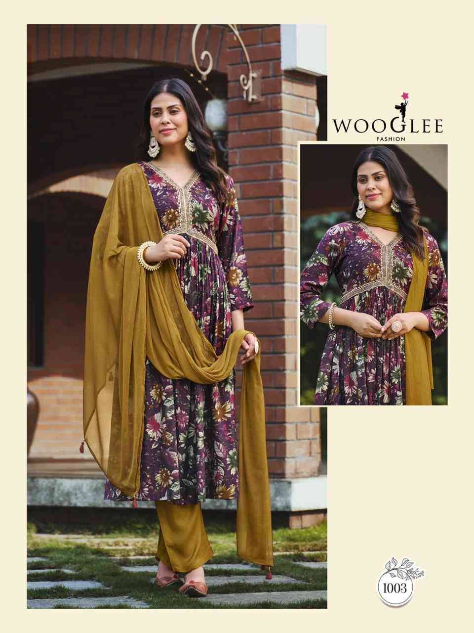 Saheli By Wooglee 1001 To 1004 Series Beautiful Suits Colorful Stylish Fancy Casual Wear & Ethnic Wear Modal Print Dresses At Wholesale Price