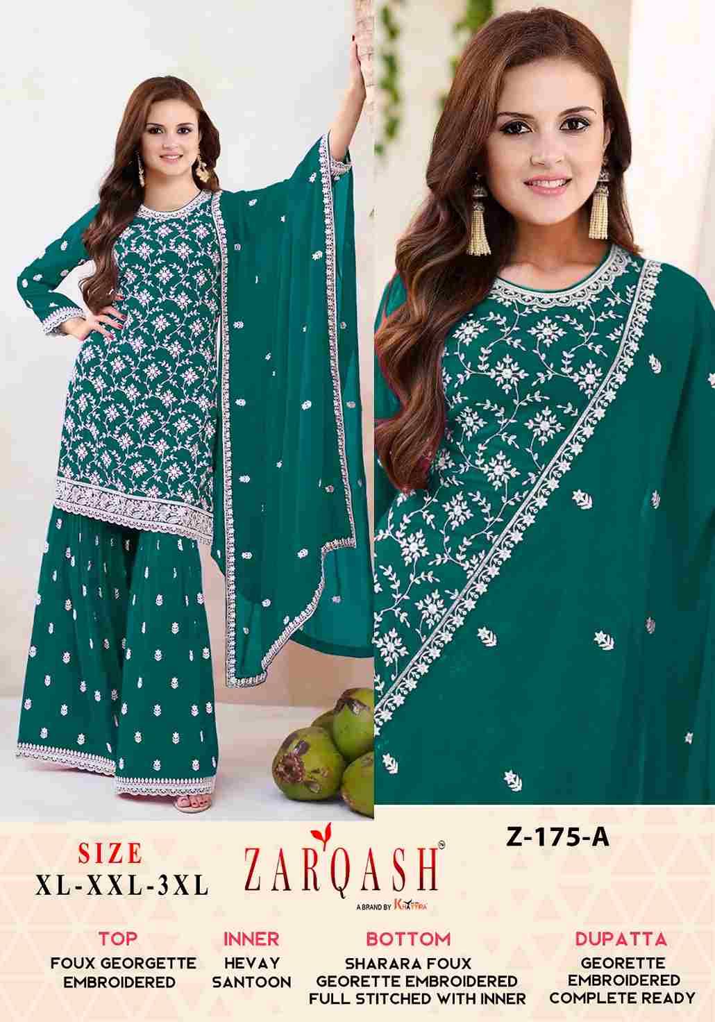 Zarqash Hit Design Z-175 Colours By Zarqash Z-175-A To Z-175-D Series Designer Festive Pakistani Suits Collection Beautiful Stylish Fancy Colorful Party Wear & Occasional Wear Heavy Georgette Embroidered Dresses At Wholesale Price