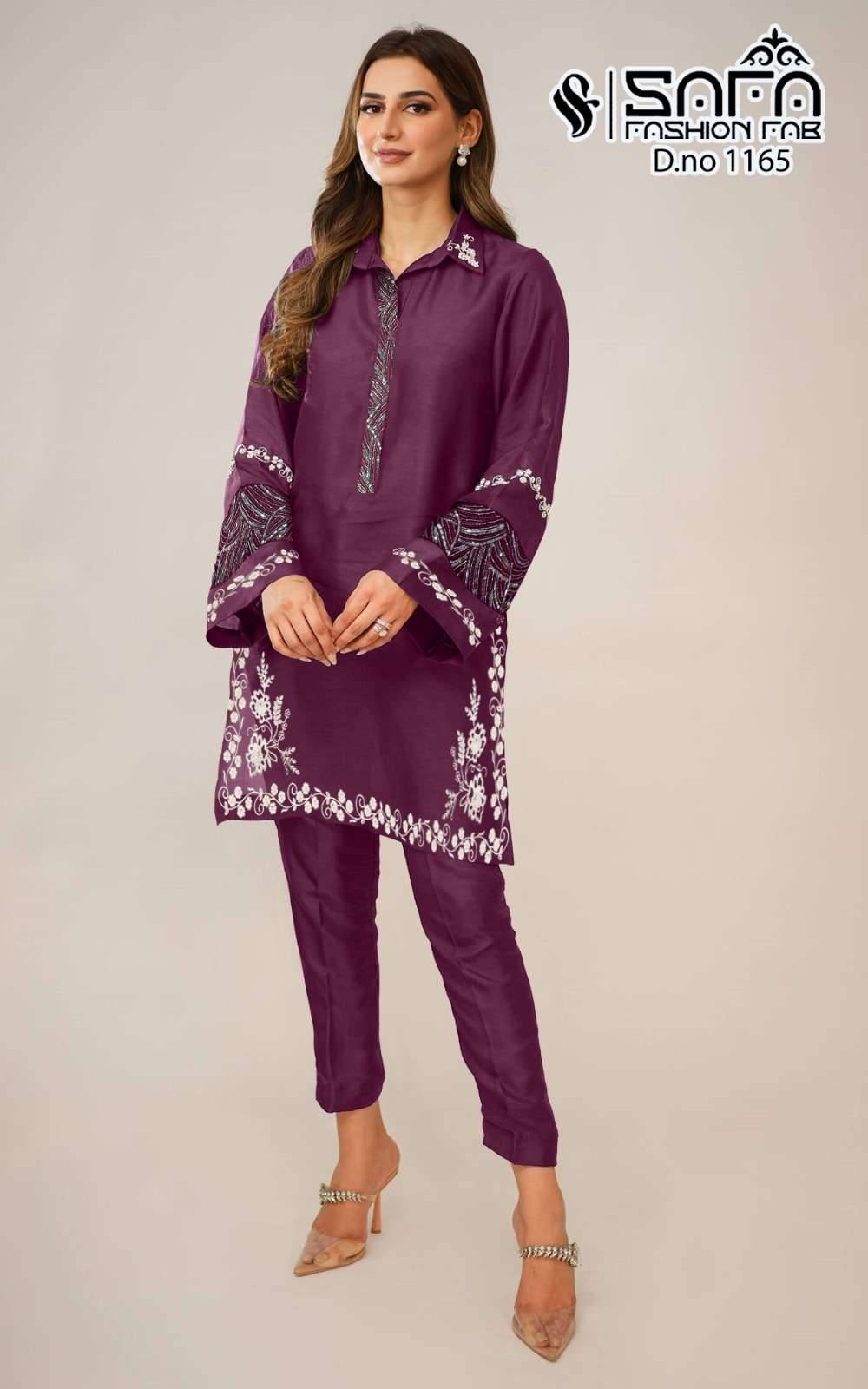 Safa 1165 Colours By Safa Fashion 1165-A To 1165-C Series Pakistani Kurtis Beautiful Fancy Colorful Stylish Party Wear & Occasional Wear Heavy Georgette Kurtis With Bottom Dresses At Wholesale Price