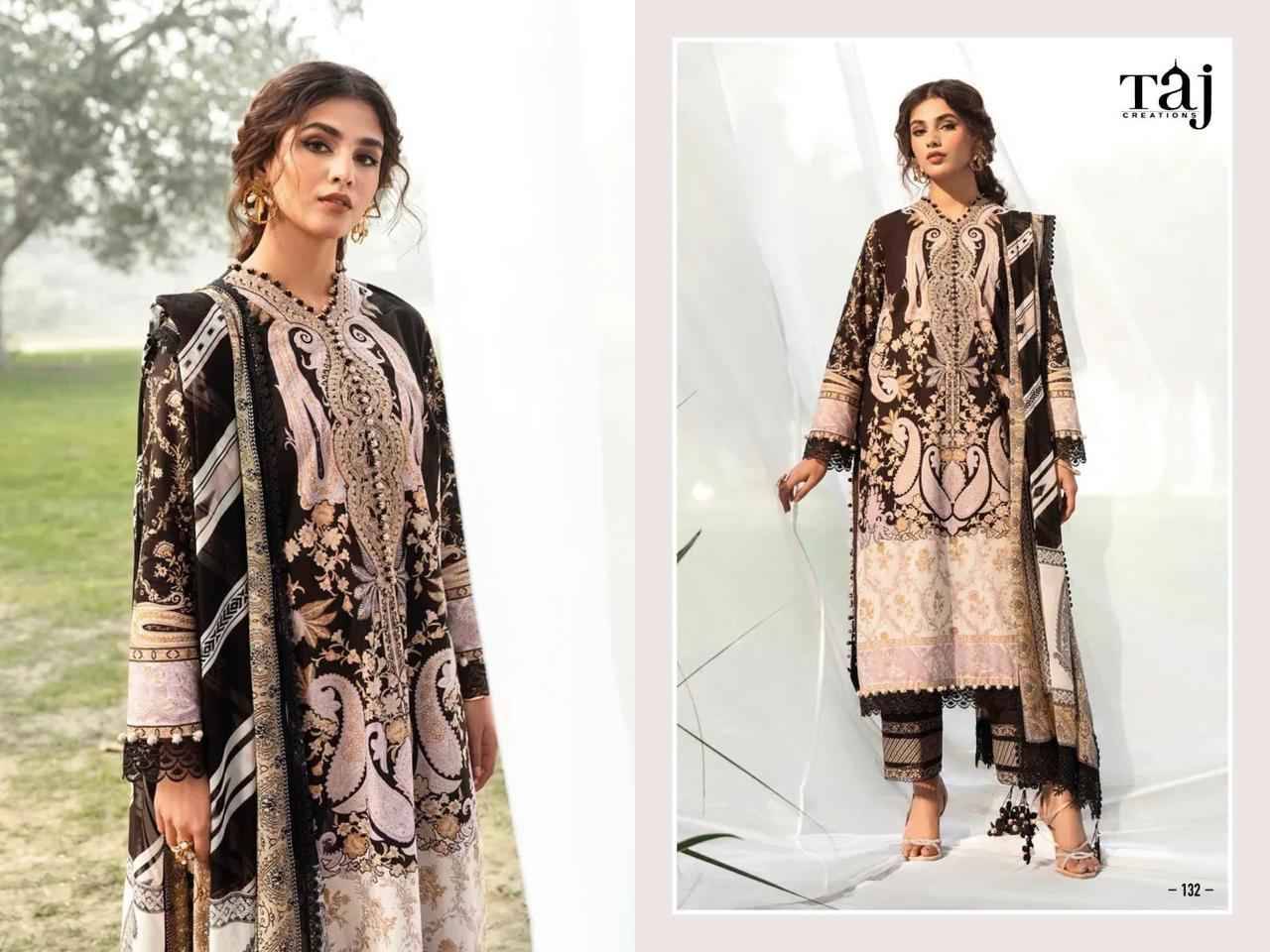 Taj Hit Design 132 By Taj Creation Beautiful Pakistani Suits Colorful Stylish Fancy Casual Wear & Ethnic Wear Pure Cotton Print With Embroidered Dresses At Wholesale Price