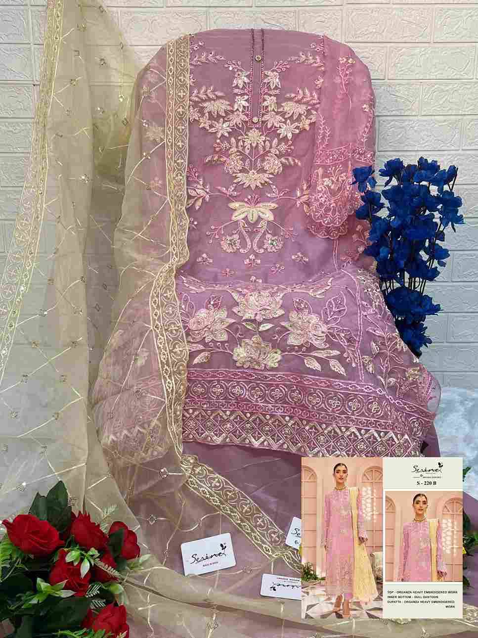 Serene Hit Design S-220 Colours By Serene S-220-A To S-220-D Series Designer Pakistani Suits Beautiful Fancy Colorful Stylish Party Wear & Occasional Wear Organza Embroidered Dresses At Wholesale Price
