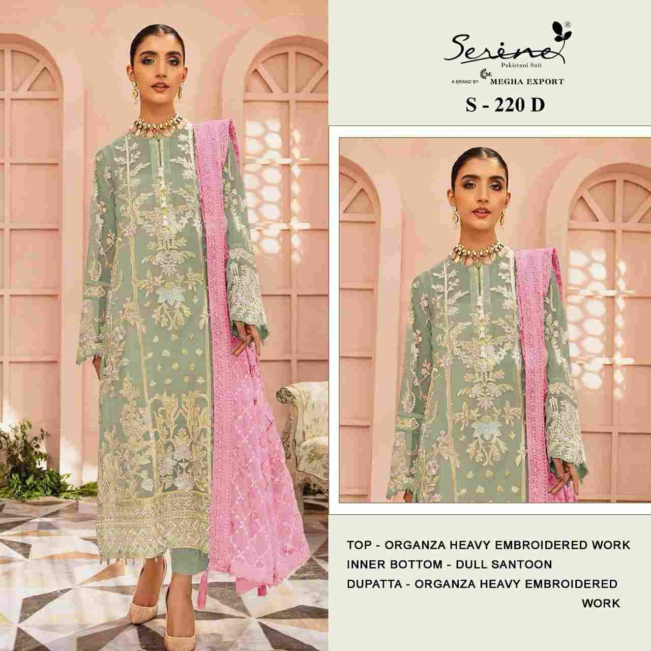 Serene Hit Design S-220 Colours By Serene S-220-A To S-220-D Series Designer Pakistani Suits Beautiful Fancy Colorful Stylish Party Wear & Occasional Wear Organza Embroidered Dresses At Wholesale Price