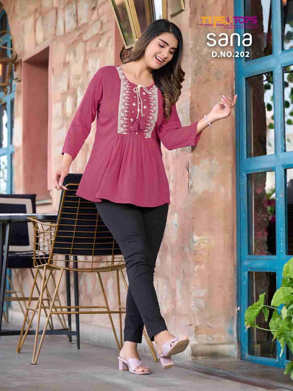 Sana Vol-2 By Tips And Tops 201 To 208 Series Designer Stylish Fancy Colorful Beautiful Party Wear & Ethnic Wear Collection Rayon Tops At Wholesale Price