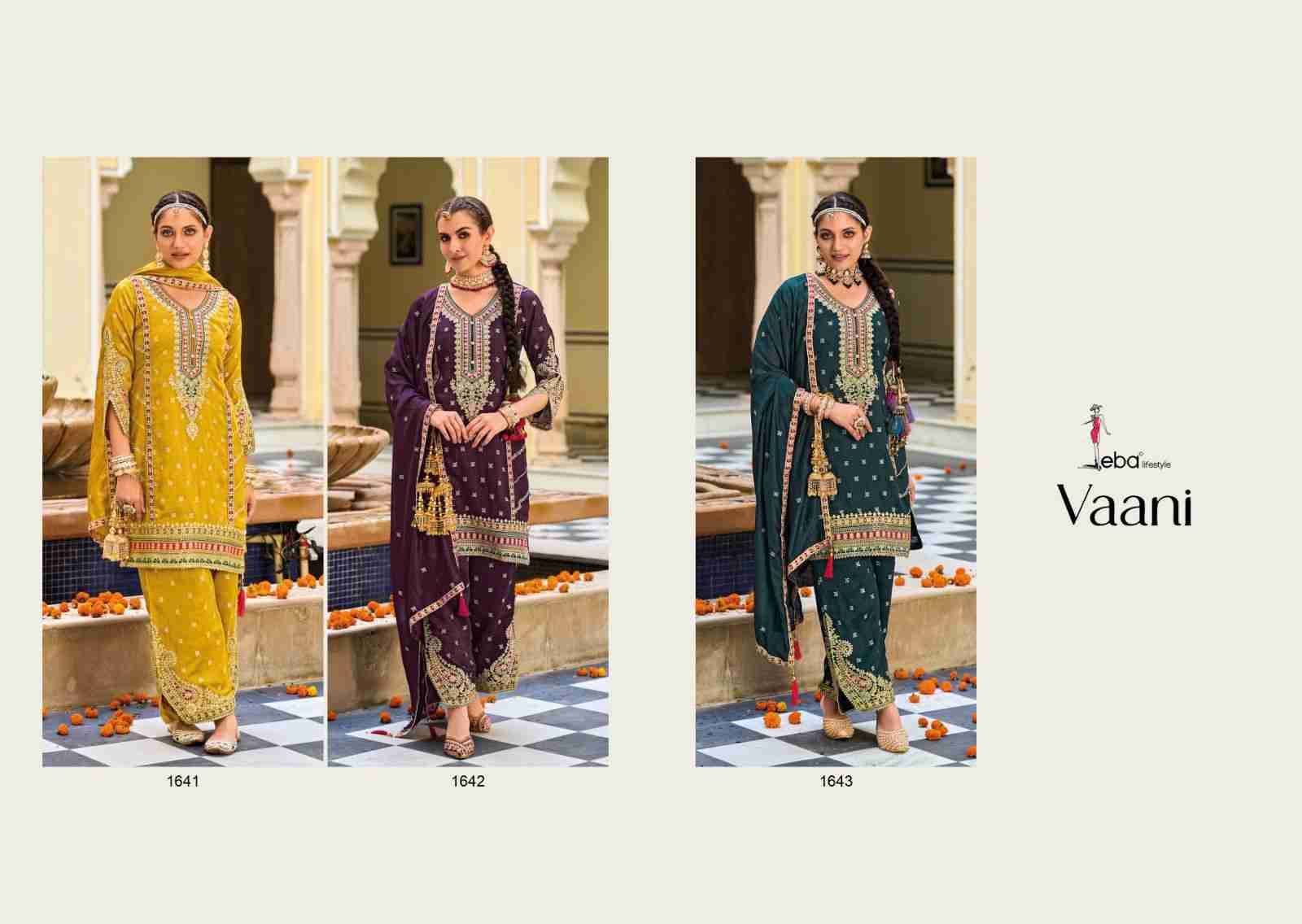 Vaani By Eba Lifestyle 1641 To 1643 Series Beautiful Stylish Festive Suits Fancy Colorful Casual Wear & Ethnic Wear & Ready To Wear Premium Silk Dresses At Wholesale Price