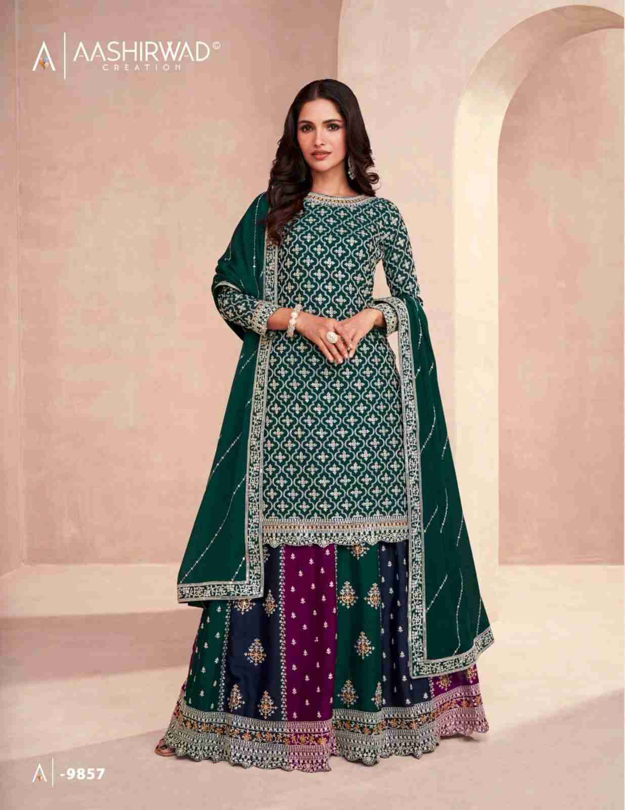 Colors Dark Edition By Aashirwad Creation 9856 To 9858 Series Beautiful Festive Suits Colorful Stylish Fancy Casual Wear & Ethnic Wear Chinnon Silk Dresses At Wholesale Price