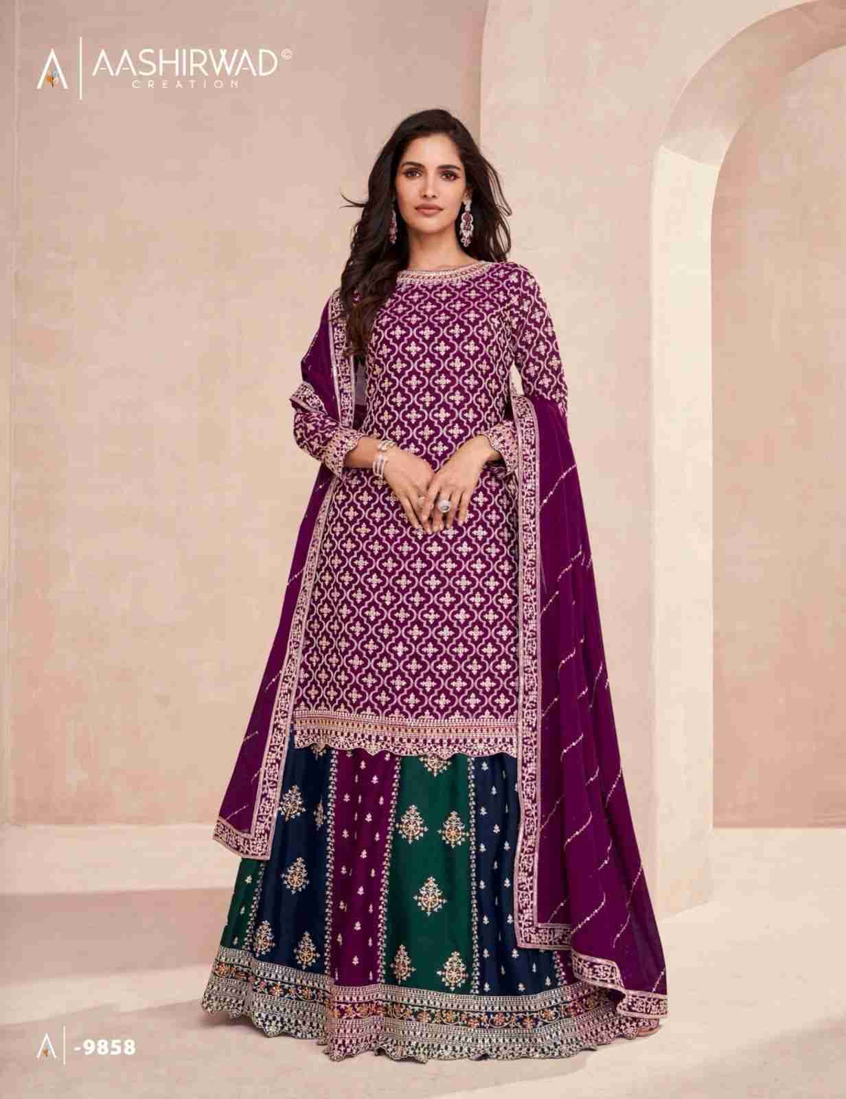 Colors Dark Edition By Aashirwad Creation 9856 To 9858 Series Beautiful Festive Suits Colorful Stylish Fancy Casual Wear & Ethnic Wear Chinnon Silk Dresses At Wholesale Price