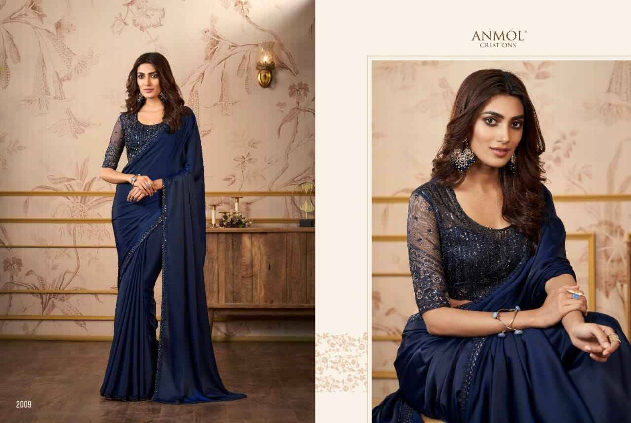 Kaina By Anmol Creation 2001 To 2014 Series Indian Traditional Wear Collection Beautiful Stylish Fancy Colorful Party Wear & Occasional Wear Georgette/Satin Organza Sarees At Wholesale Price