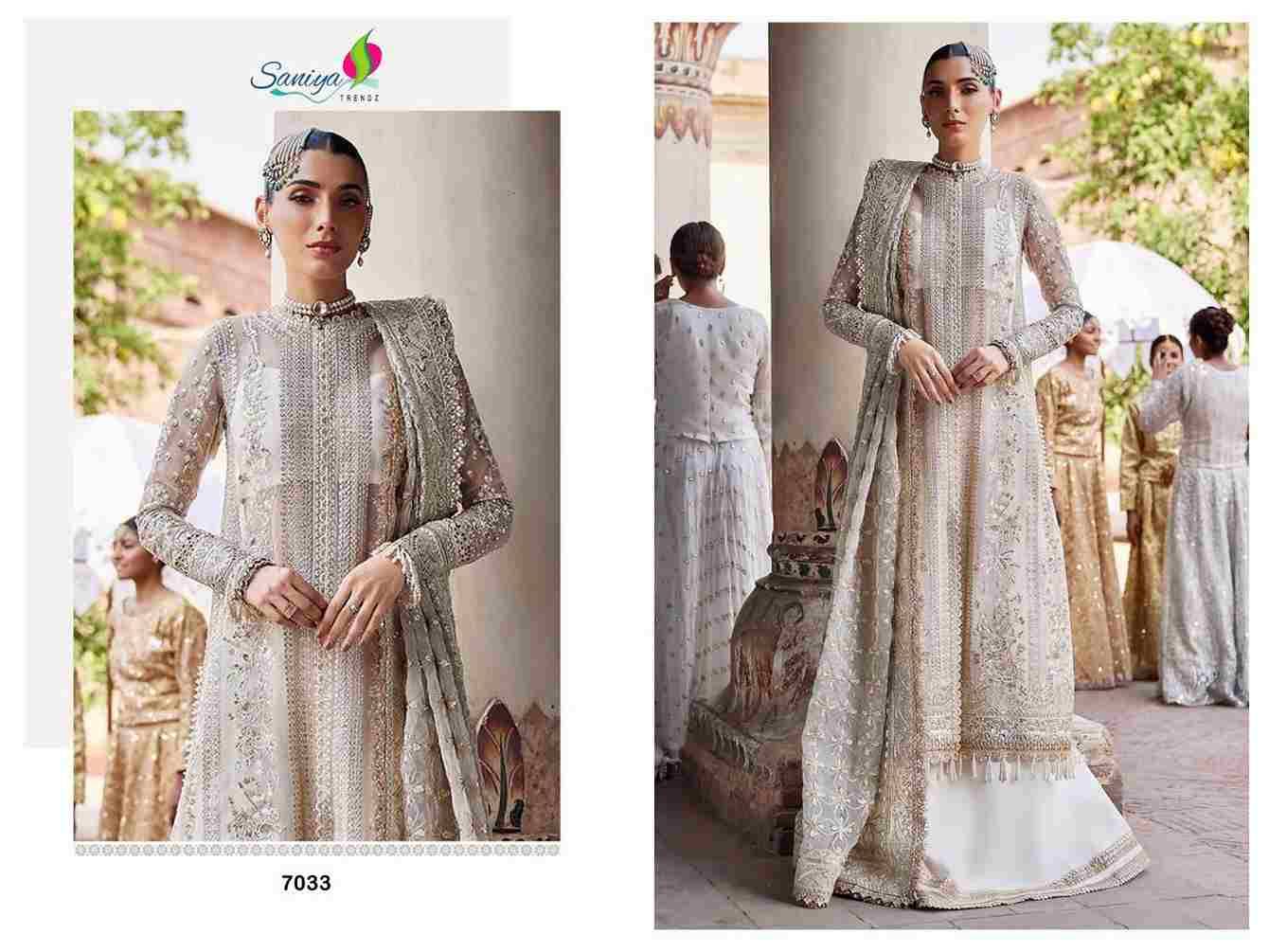 Saniya Trendz Hit Design 7033 By Saniya Trendz Beautiful Pakistani Suits Colorful Stylish Fancy Casual Wear & Ethnic Wear Faux Georgette Embroidered Dresses At Wholesale Price