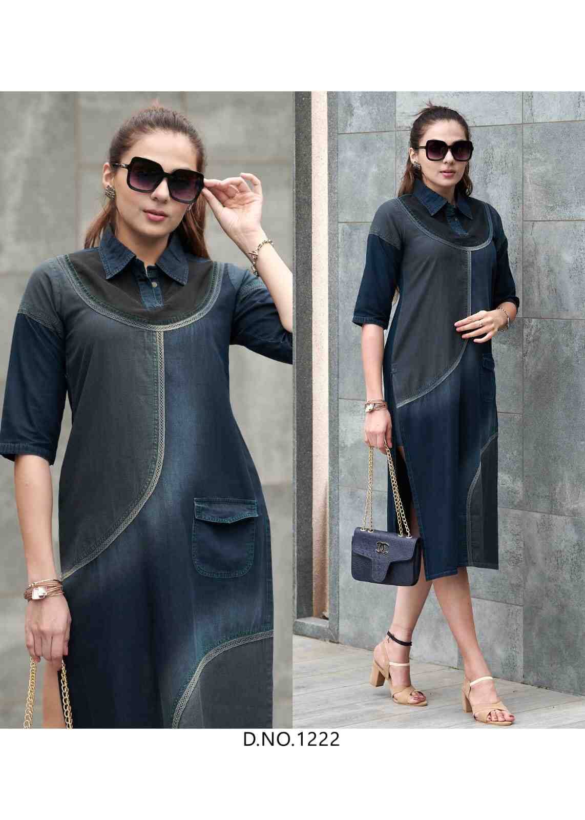 Rapid By Kaamiri 1222 To 1226 Series Designer Festive Suits Collection Beautiful Stylish Fancy Colorful Party Wear & Occasional Wear Cotton Denim Kurtis At Wholesale Price