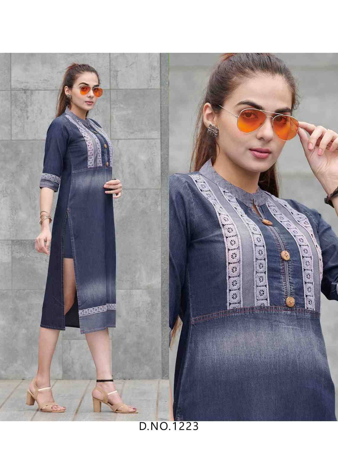 Rapid By Kaamiri 1222 To 1226 Series Designer Festive Suits Collection Beautiful Stylish Fancy Colorful Party Wear & Occasional Wear Cotton Denim Kurtis At Wholesale Price