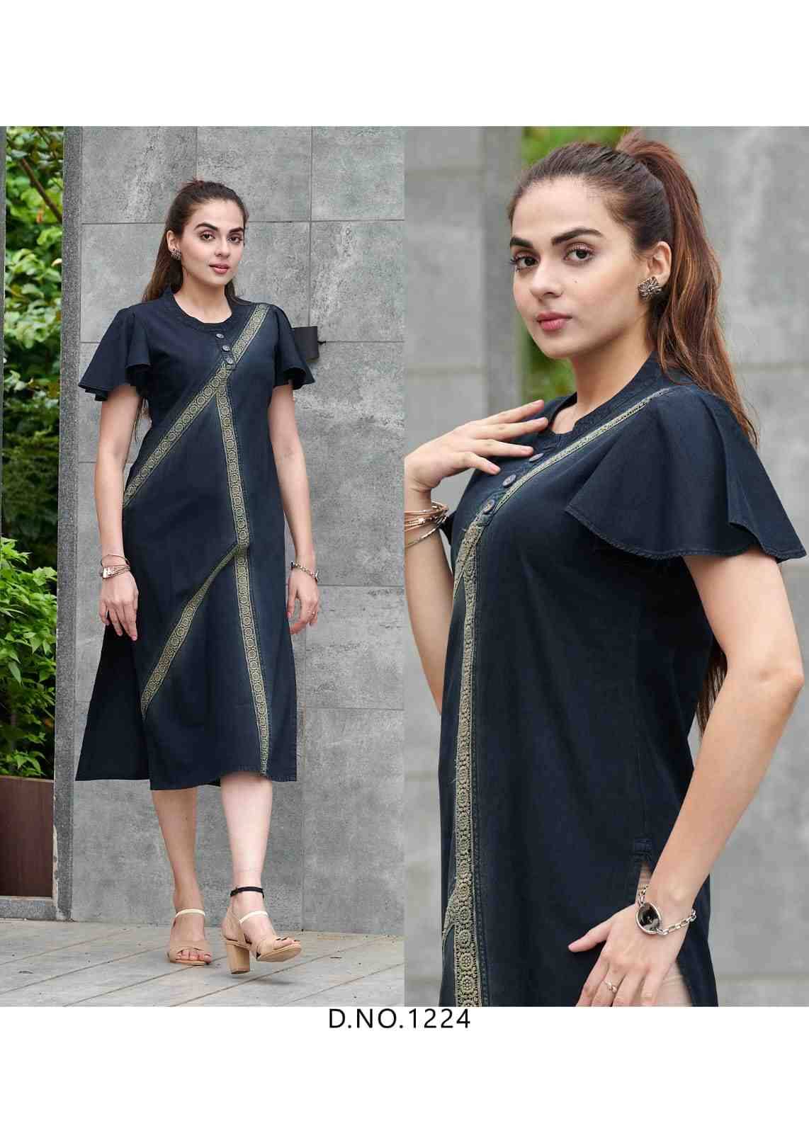 Rapid By Kaamiri 1222 To 1226 Series Designer Festive Suits Collection Beautiful Stylish Fancy Colorful Party Wear & Occasional Wear Cotton Denim Kurtis At Wholesale Price