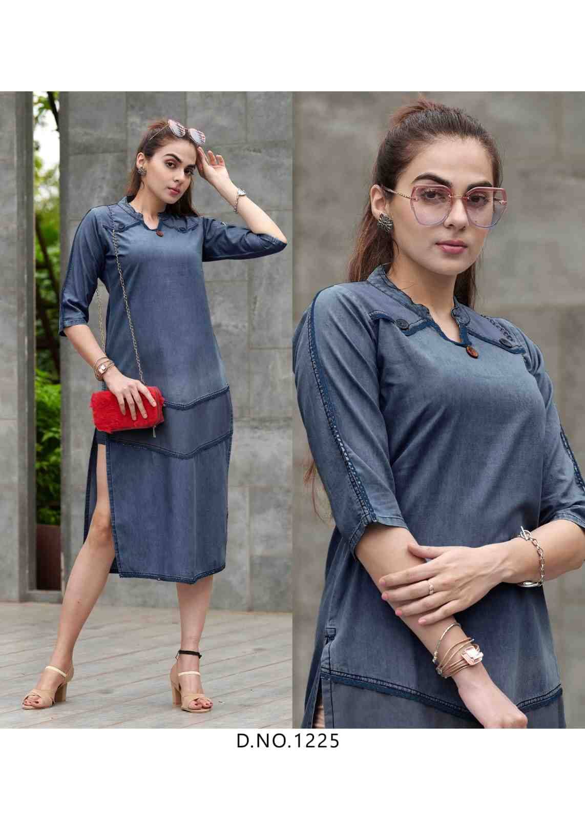 Rapid By Kaamiri 1222 To 1226 Series Designer Festive Suits Collection Beautiful Stylish Fancy Colorful Party Wear & Occasional Wear Cotton Denim Kurtis At Wholesale Price