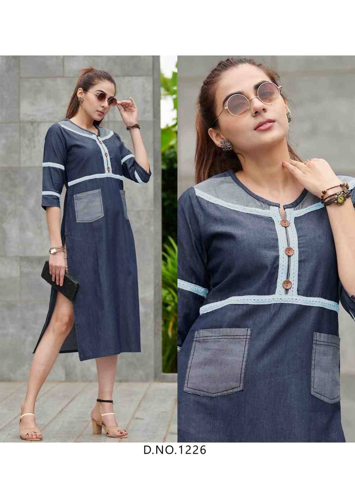 Rapid By Kaamiri 1222 To 1226 Series Designer Festive Suits Collection Beautiful Stylish Fancy Colorful Party Wear & Occasional Wear Cotton Denim Kurtis At Wholesale Price