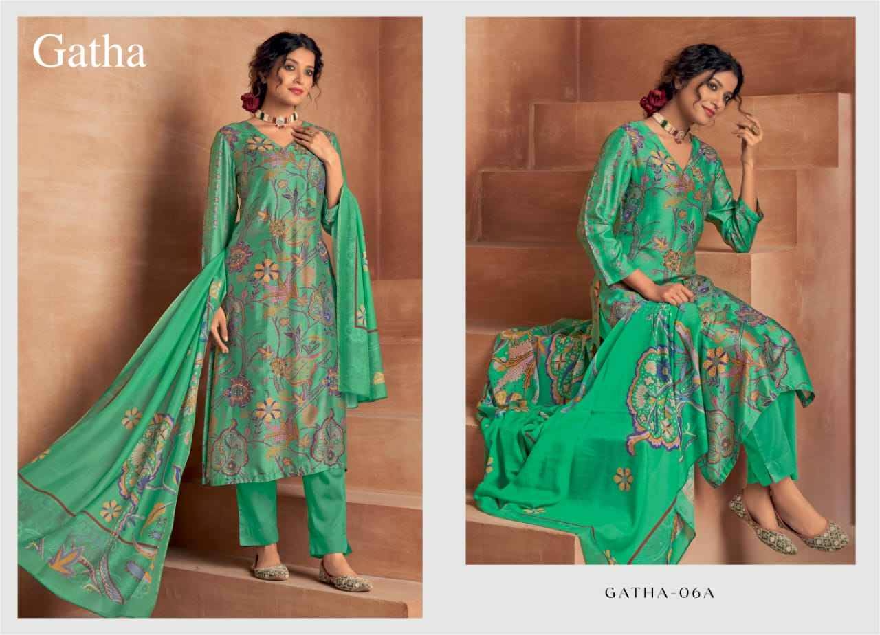 Gatha By T And M Designer Studio 06-A To 06-B Series Beautiful Festive Suits Colorful Stylish Fancy Casual Wear & Ethnic Wear Muslin Silk Print Dresses At Wholesale Price