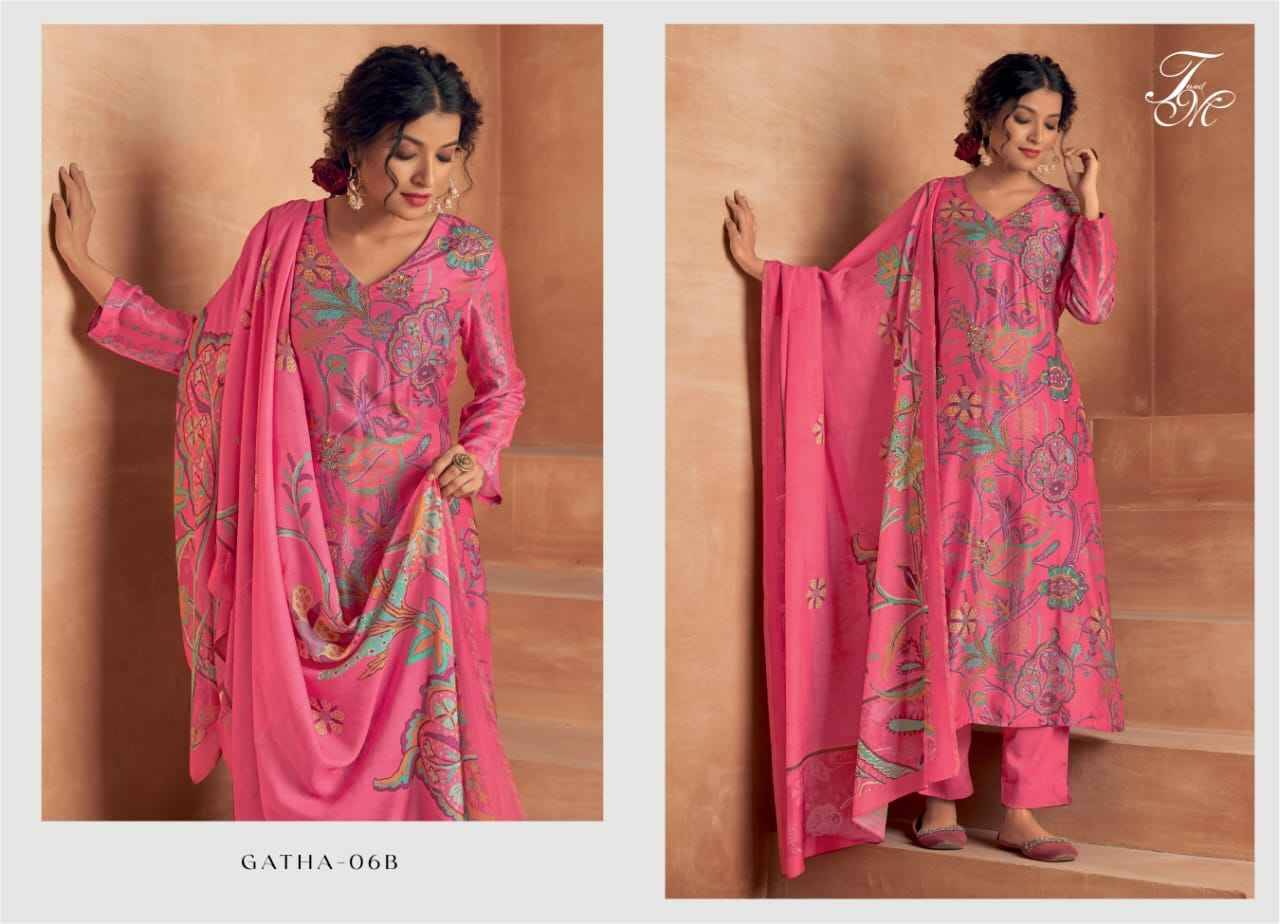 Gatha By T And M Designer Studio 06-A To 06-B Series Beautiful Festive Suits Colorful Stylish Fancy Casual Wear & Ethnic Wear Muslin Silk Print Dresses At Wholesale Price