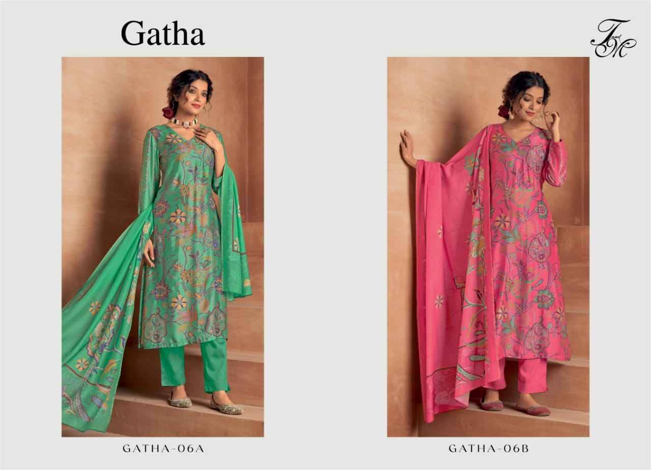 Gatha By T And M Designer Studio 06-A To 06-B Series Beautiful Festive Suits Colorful Stylish Fancy Casual Wear & Ethnic Wear Muslin Silk Print Dresses At Wholesale Price