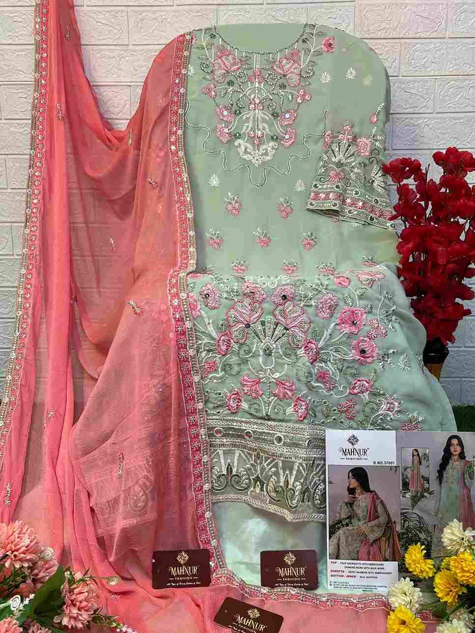 Mahnur Vol-37 By Mahnur Fashion 37001 To 37002 Series Beautiful Pakistani Suits Colorful Stylish Fancy Casual Wear & Ethnic Wear Faux Georgette Dresses At Wholesale Price