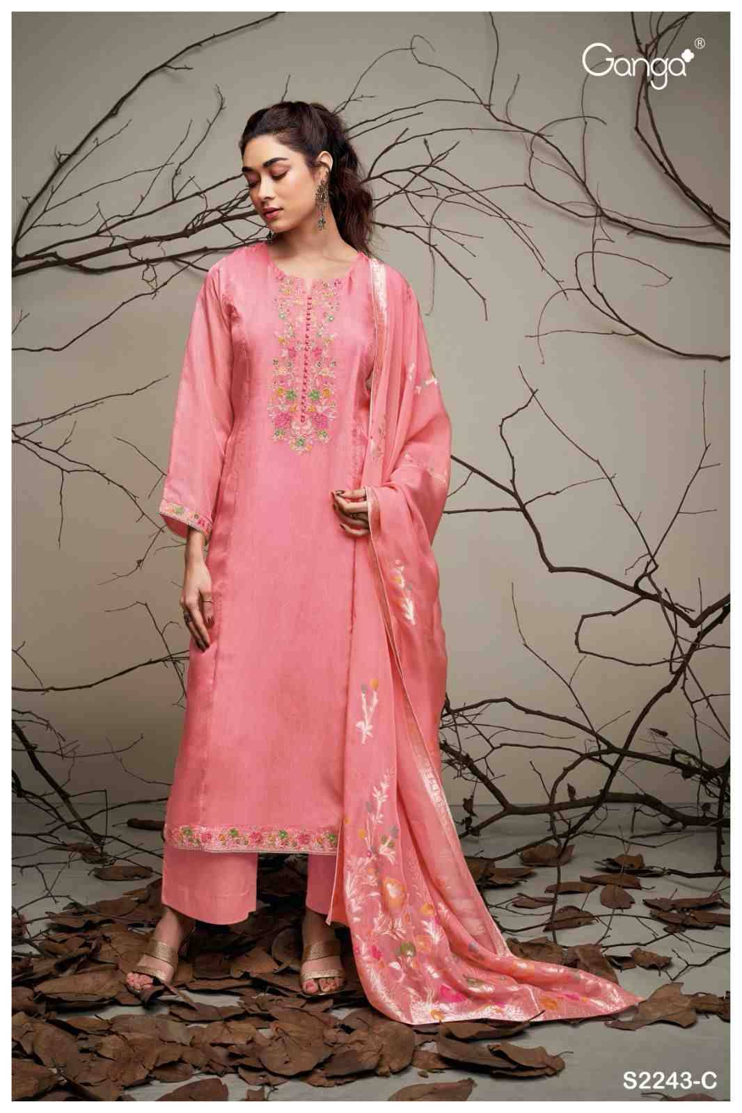 Stella-2243 By Ganga Fashion 2243-A To 2243-F Series Beautiful Festive Suits Stylish Colorful Fancy Casual Wear & Ethnic Wear Bemberg Silk Print Dresses At Wholesale Price