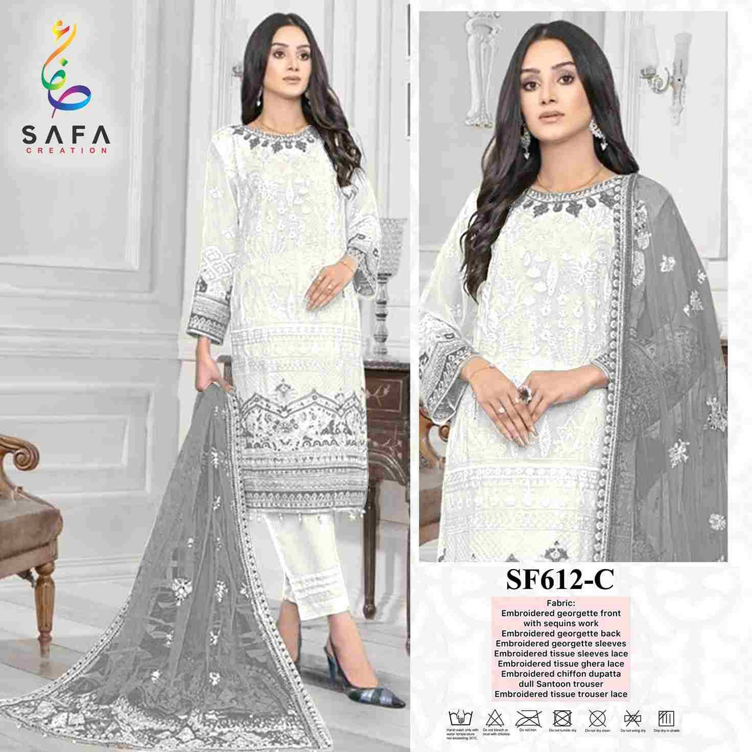 SF-612 Colours By Safa Creation 612-A To 612-D Series Designer Pakistani Suits Beautiful Fancy Colorful Stylish Party Wear & Occasional Wear Georgette Embroidered Dresses At Wholesale Price