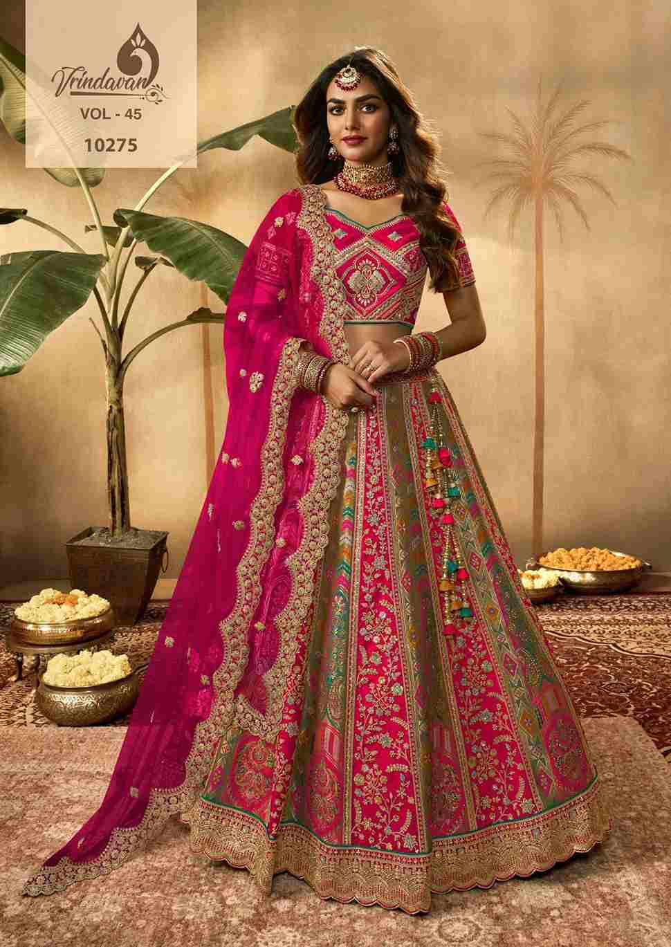 Royal Vol-45 By Vrindavan 10275 To 10280 Series Bridal Wear Collection Beautiful Stylish Colorful Fancy Party Wear & Occasional Wear Silk Lehengas At Wholesale Price
