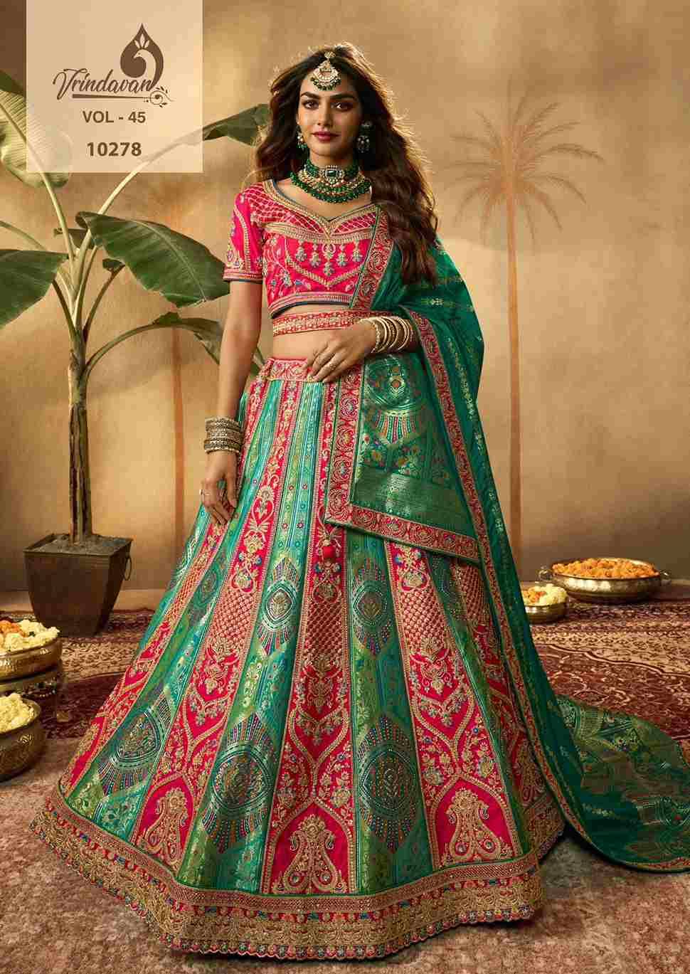 Royal Vol-45 By Vrindavan 10275 To 10280 Series Bridal Wear Collection Beautiful Stylish Colorful Fancy Party Wear & Occasional Wear Silk Lehengas At Wholesale Price