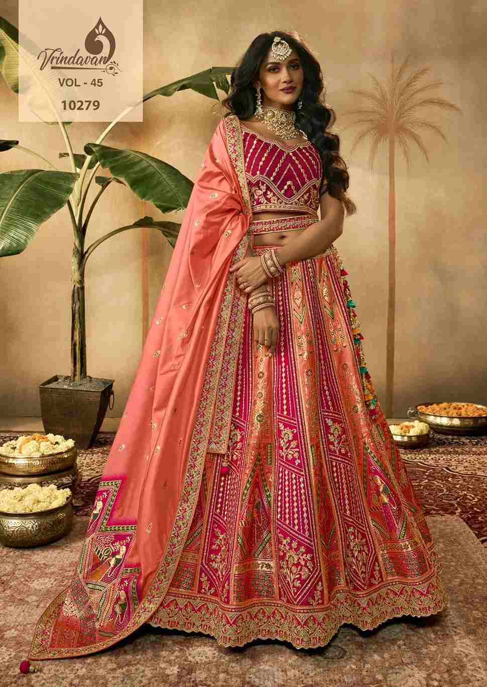 Royal Vol-45 By Vrindavan 10275 To 10280 Series Bridal Wear Collection Beautiful Stylish Colorful Fancy Party Wear & Occasional Wear Silk Lehengas At Wholesale Price