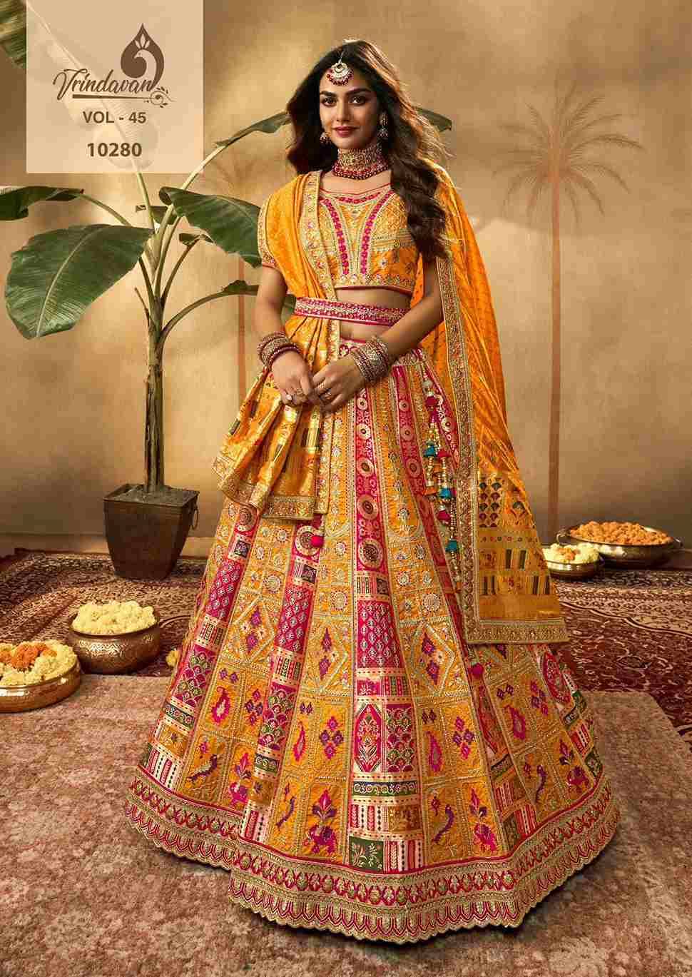 Royal Vol-45 By Vrindavan 10275 To 10280 Series Bridal Wear Collection Beautiful Stylish Colorful Fancy Party Wear & Occasional Wear Silk Lehengas At Wholesale Price