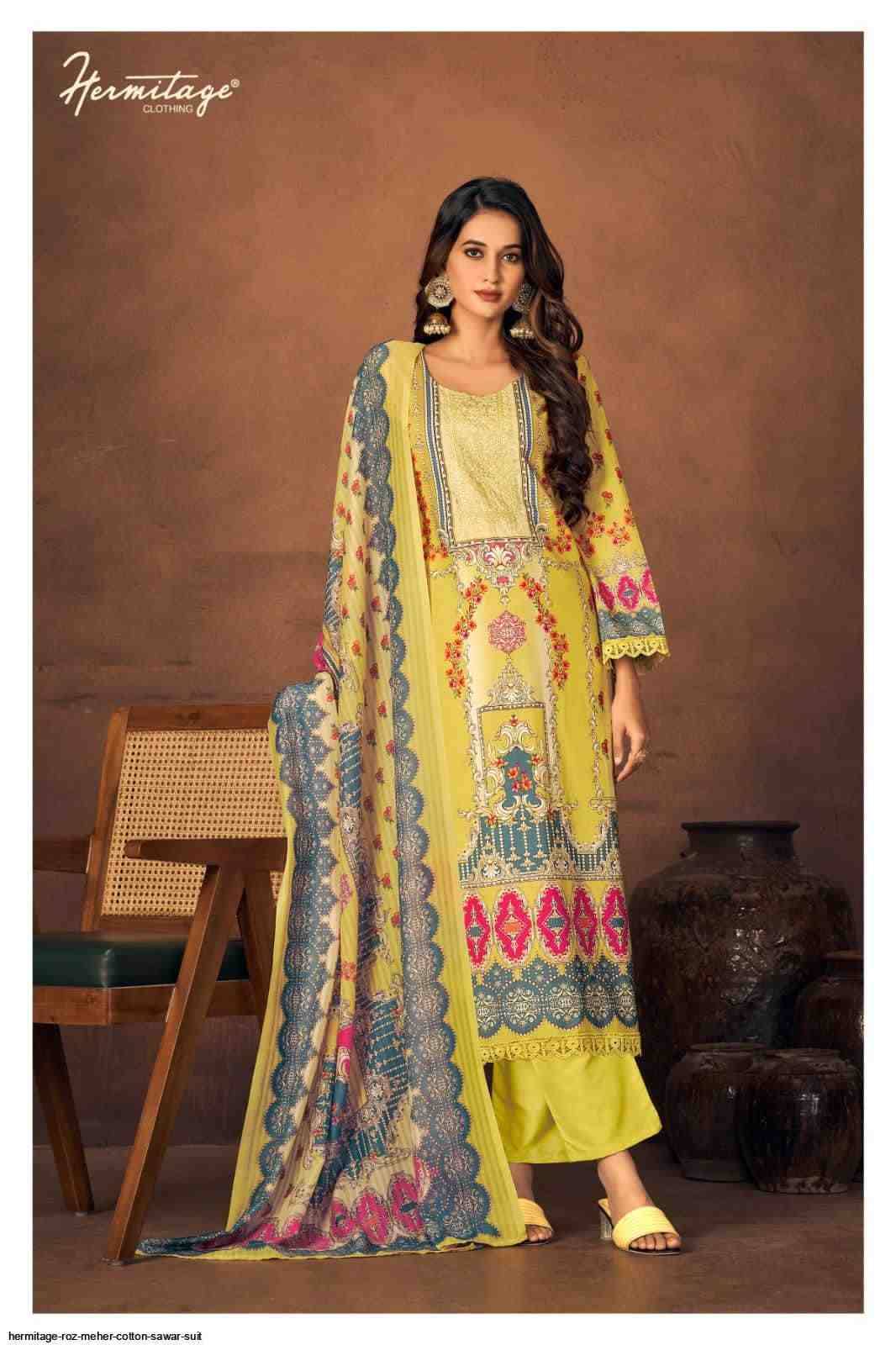 Roz Meher By Hermitage 01 To 06 Series Beautiful Festive Suits Stylish Fancy Colorful Casual Wear & Ethnic Wear Pure Lawn Cotton Print Dresses At Wholesale Price