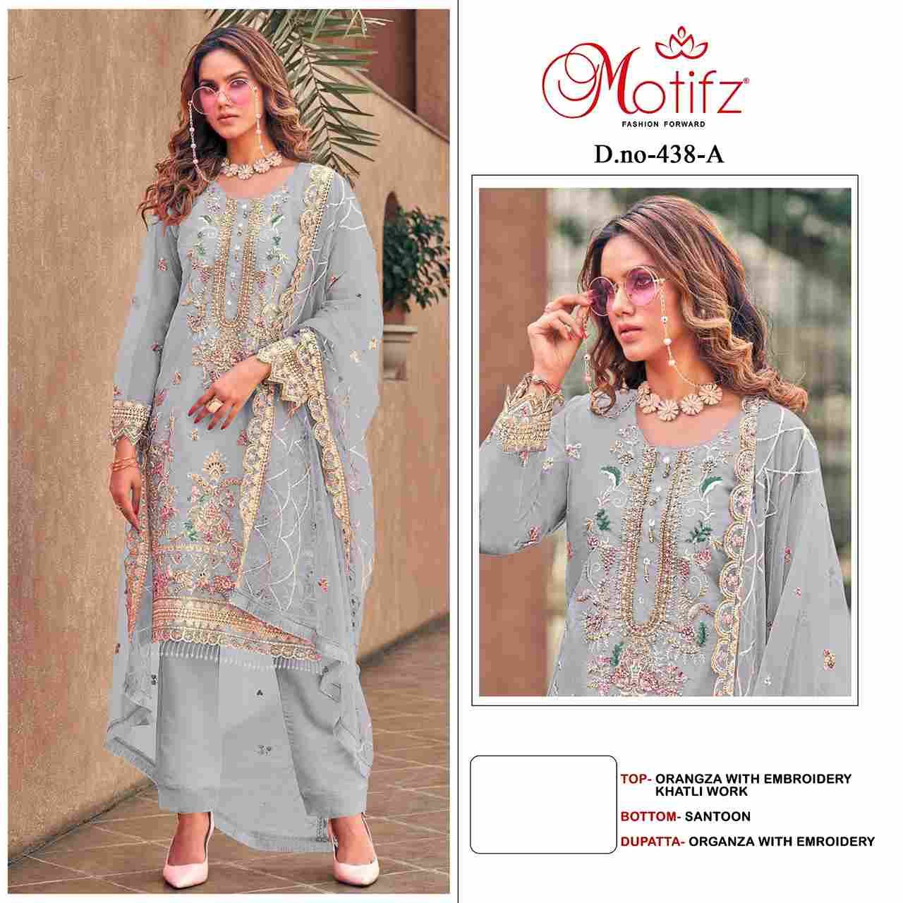 Motifz Hit Design 438 Colours By Motifz Beautiful Stylish Pakistani Suits Fancy Colorful Casual Wear & Ethnic Wear & Ready To Wear Heavy Organza Embroidered Dresses At Wholesale Price
